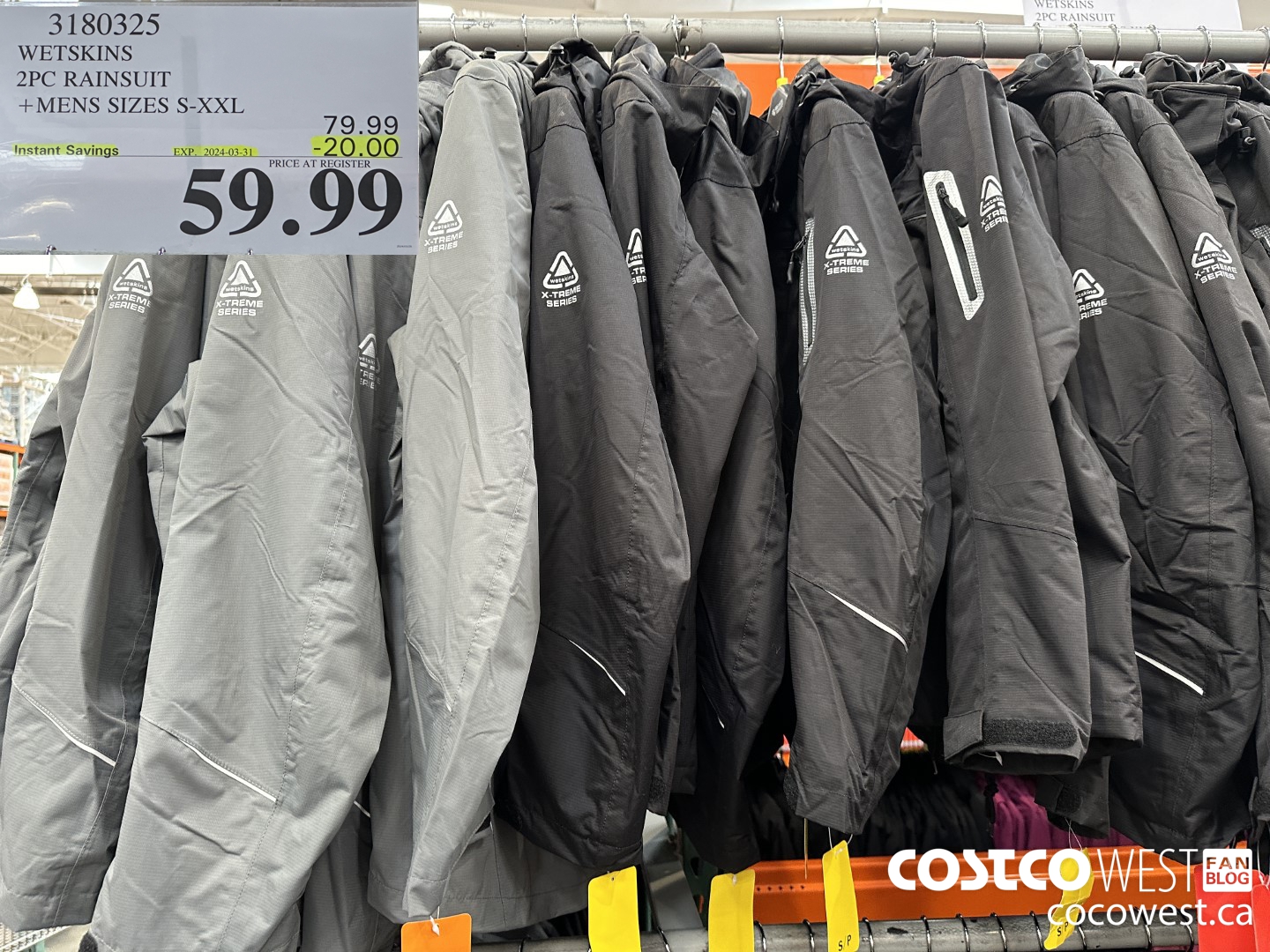 3180325 WETSKINS 2PC RAINSUIT MENS SIZES S-XXL ($20.00 INSTANT SAVINGS EXPIRES ON 2024-03-31) $59.99