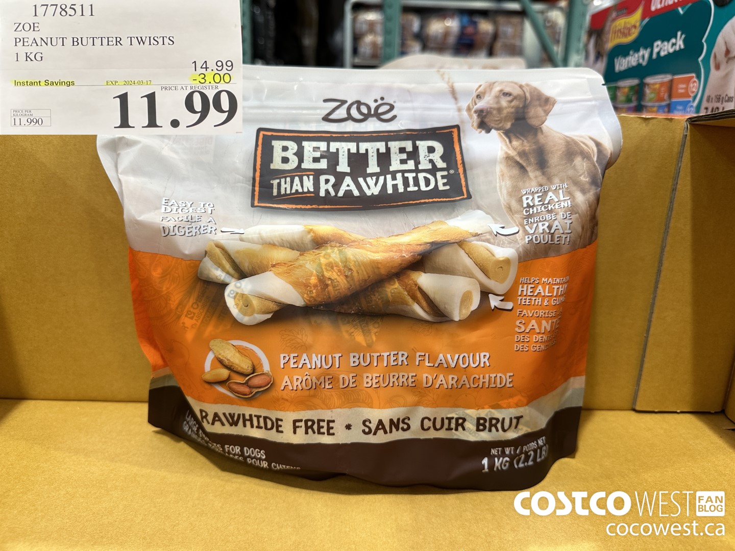 1778511 ZOE PEANUT BUTTER TWISTS 1 KG ($3.00 INSTANT SAVINGS EXPIRES ON 2024-03-17) $11.99