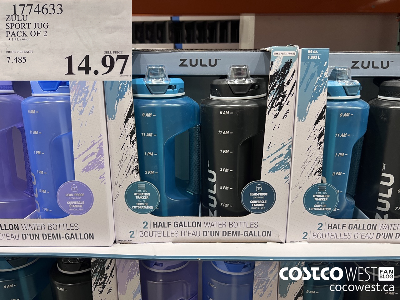 1774633 ZULU SPORT JUG PACK OF 2 $14.97