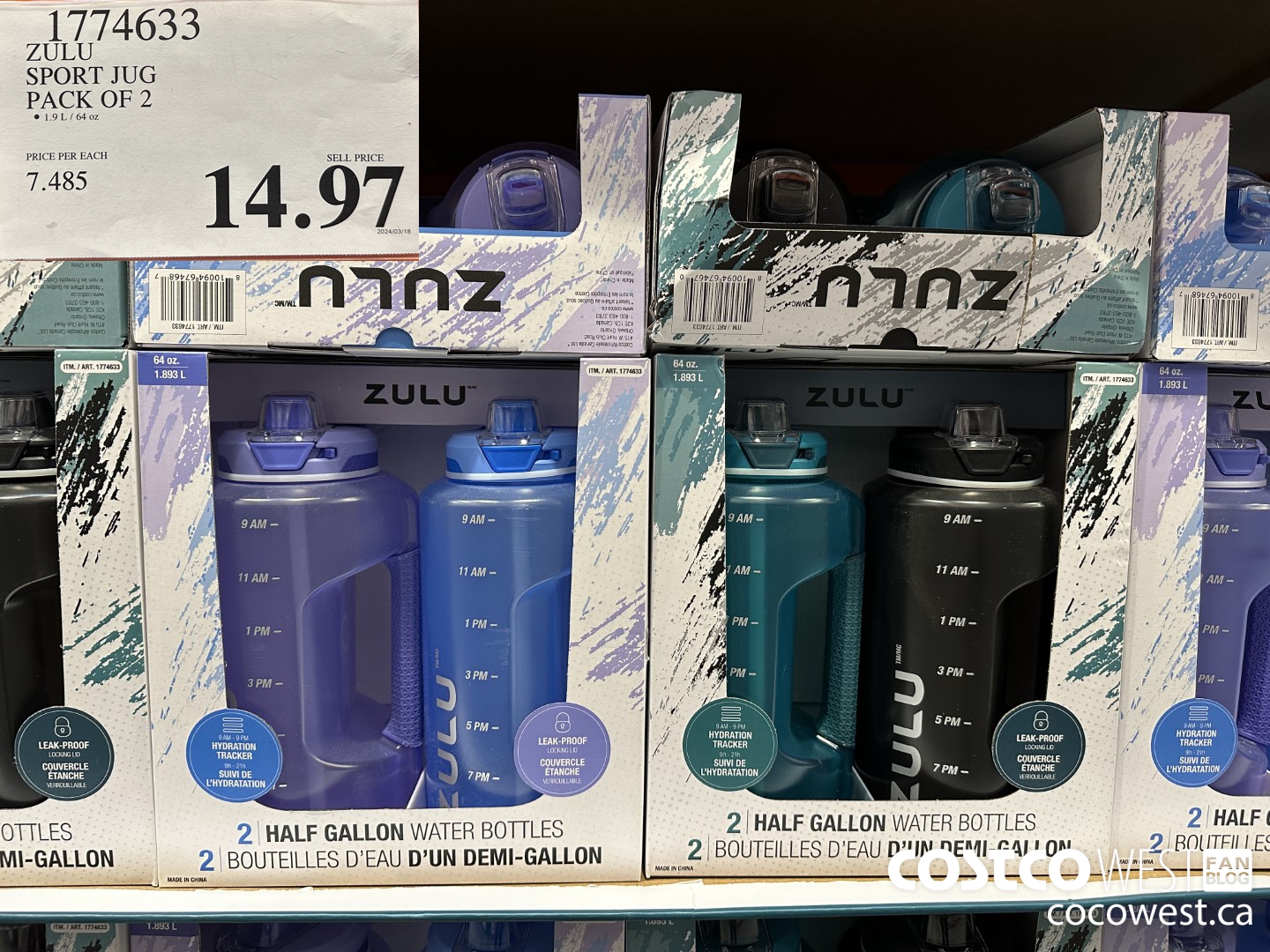 1774633 ZULU SPORT JUG PACK OF 2 $14.97