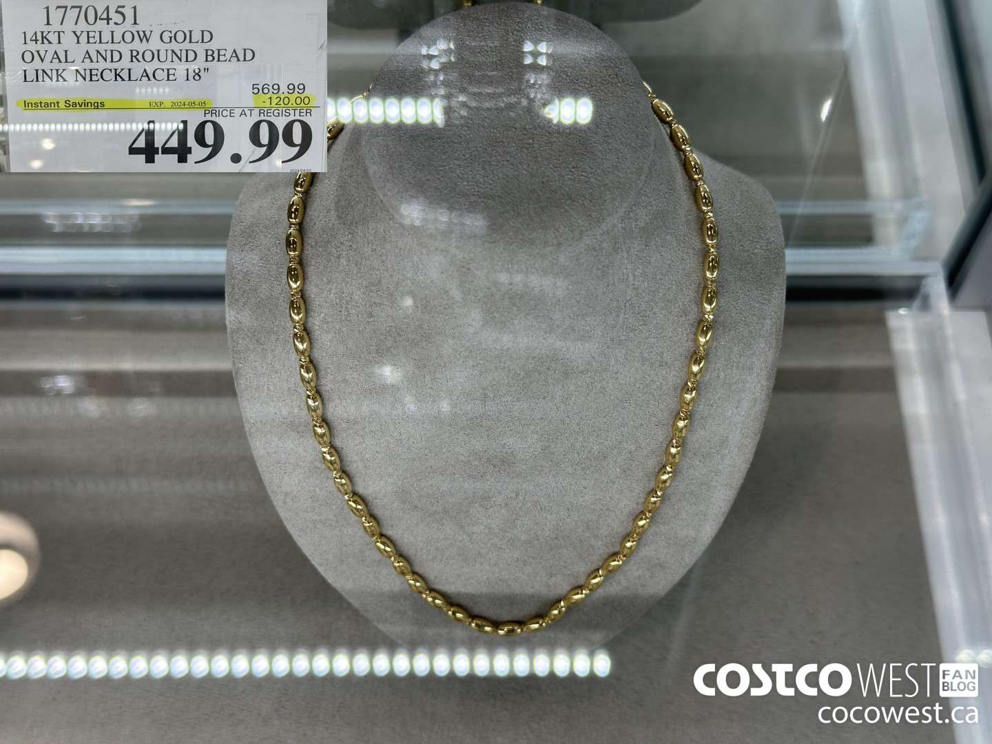 1770451 14KT YELLOW GOLD OVAL AND ROUND BEAD LINK NECKLACE 18