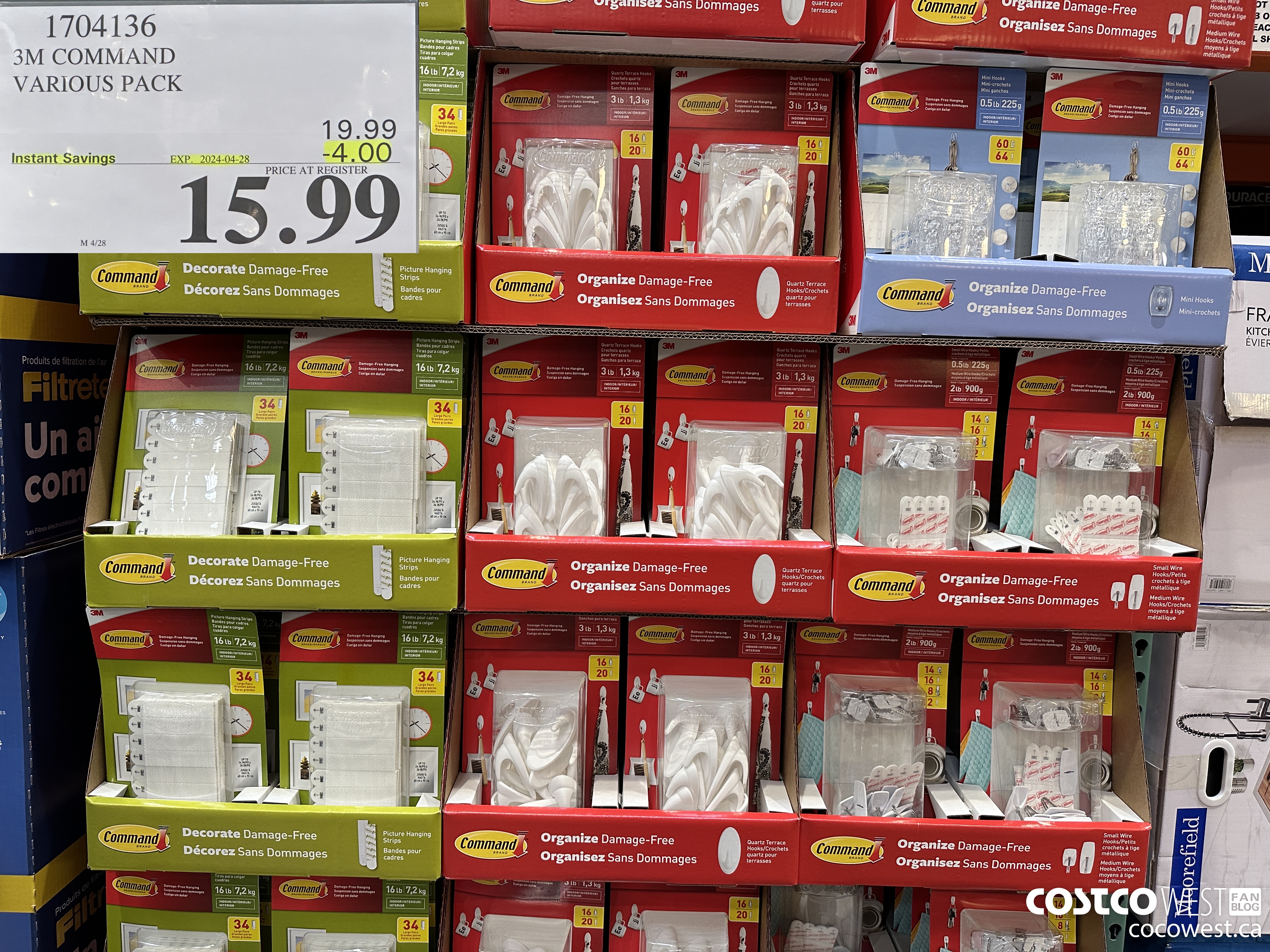 1704136 3M COMMAND VARIOUS PACK ($4.00 INSTANT SAVINGS EXPIRES ON 2024-04-28) $15.99