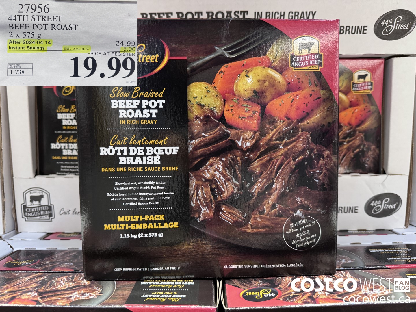27956 44TH STREET BEEF POT ROAST 2 X 575 G ($5.00 INSTANT SAVINGS EXPIRES ON 2024-04-14) $19.99