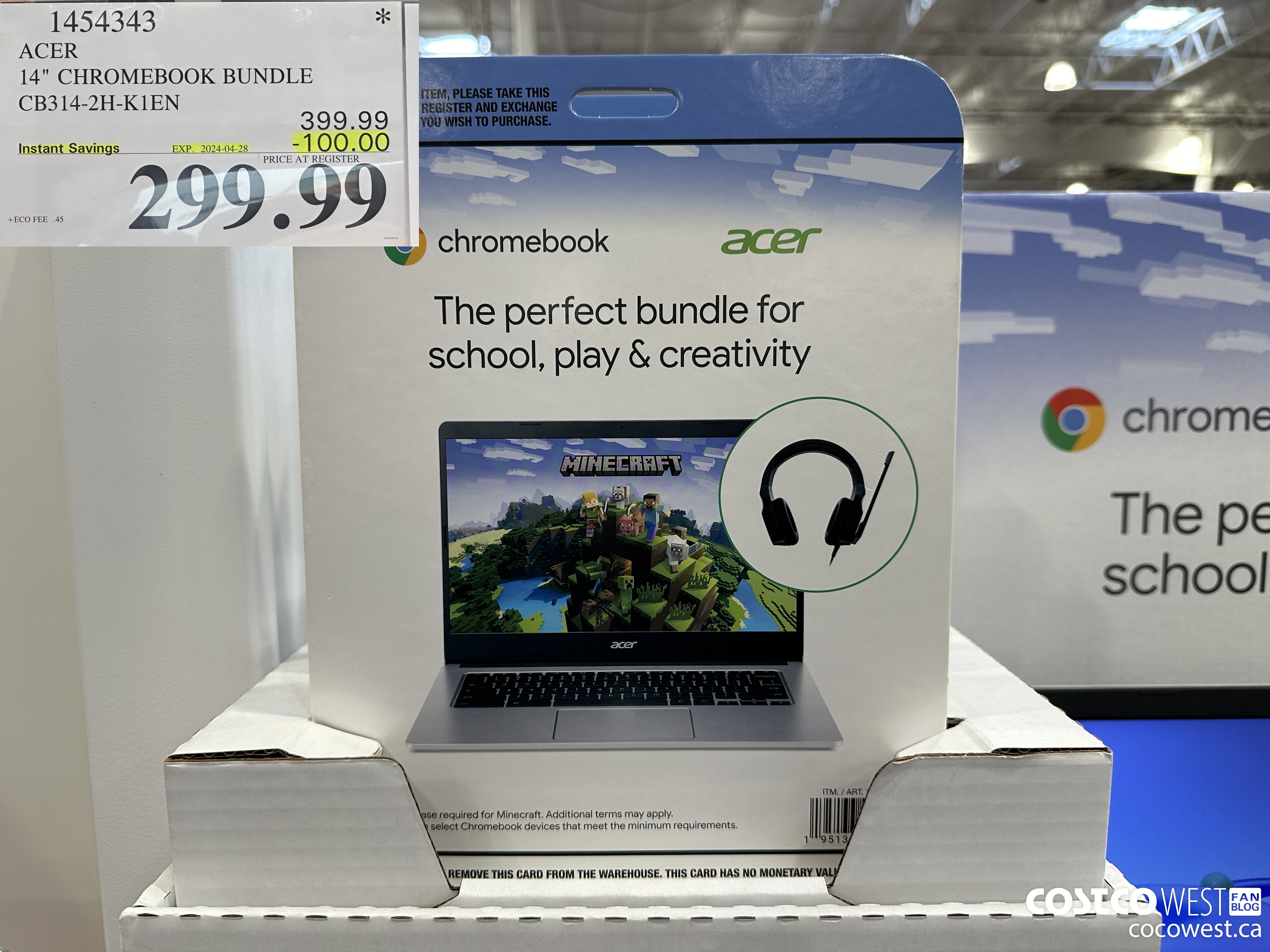 1454343 ACER 14-IN CHROMEBOOK CB314-2H-K1EN ($100.00 INSTANT SAVINGS EXPIRES ON 2024-04-28) $299.99