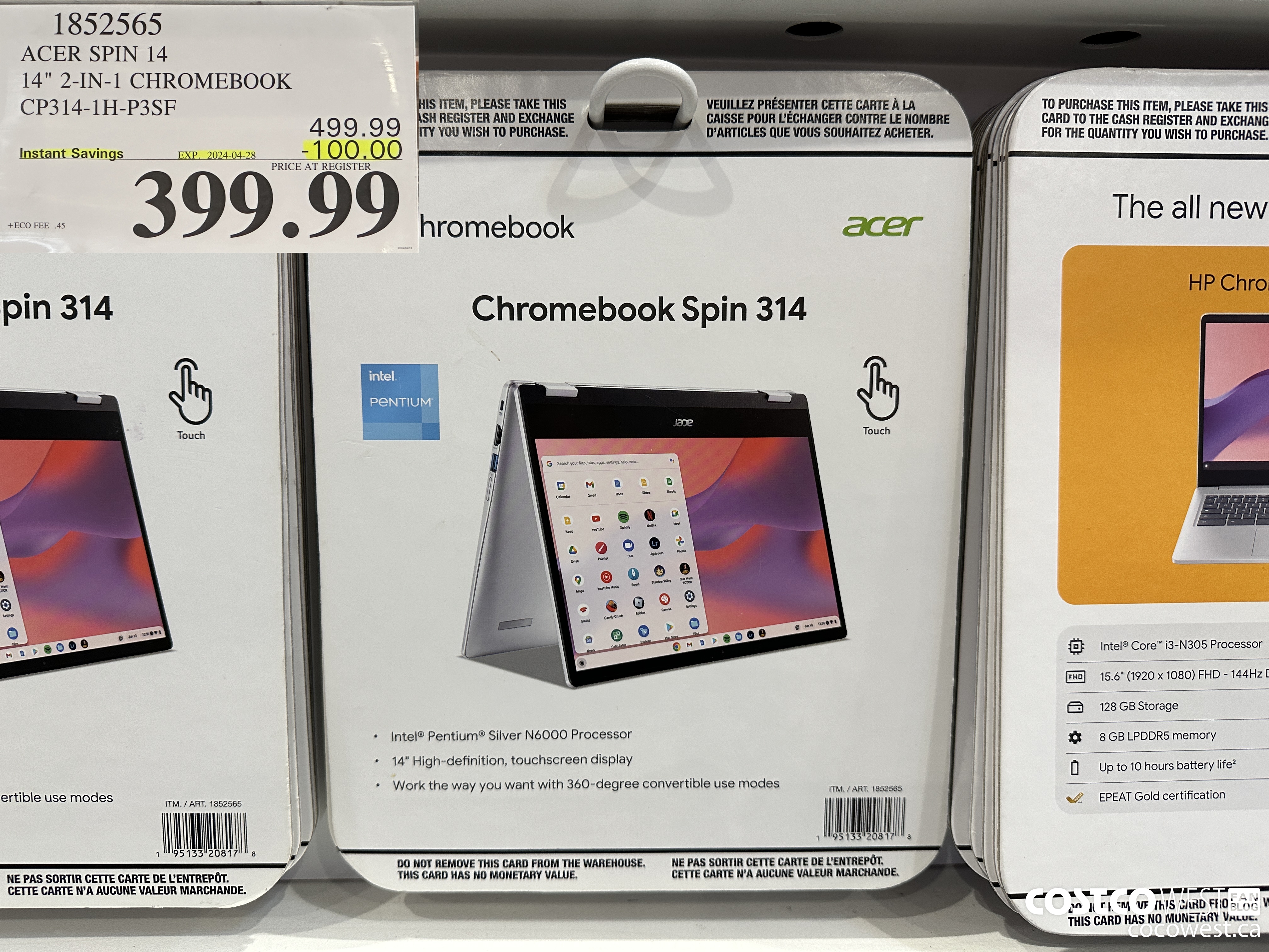 1852565 ACER SPIN 14 14-IN CHROMEBOOK CP314-1H-P3SF ($100.00 INSTANT SAVINGS EXPIRES ON 2024-04-28) $399.99