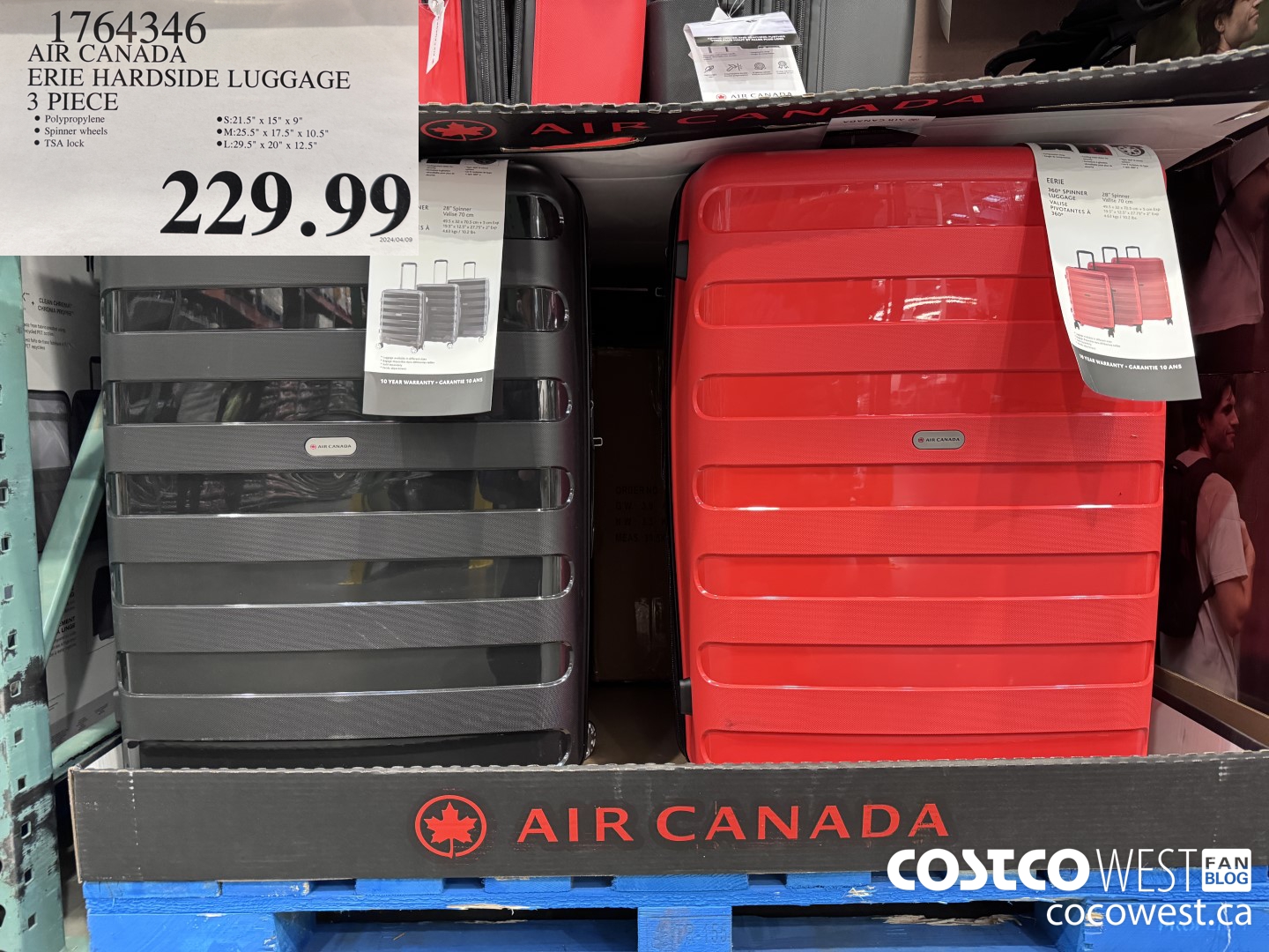 1764346 AIR CANADA ERIE HARDSIDE LUGGAGE 3 PIECE $229.99