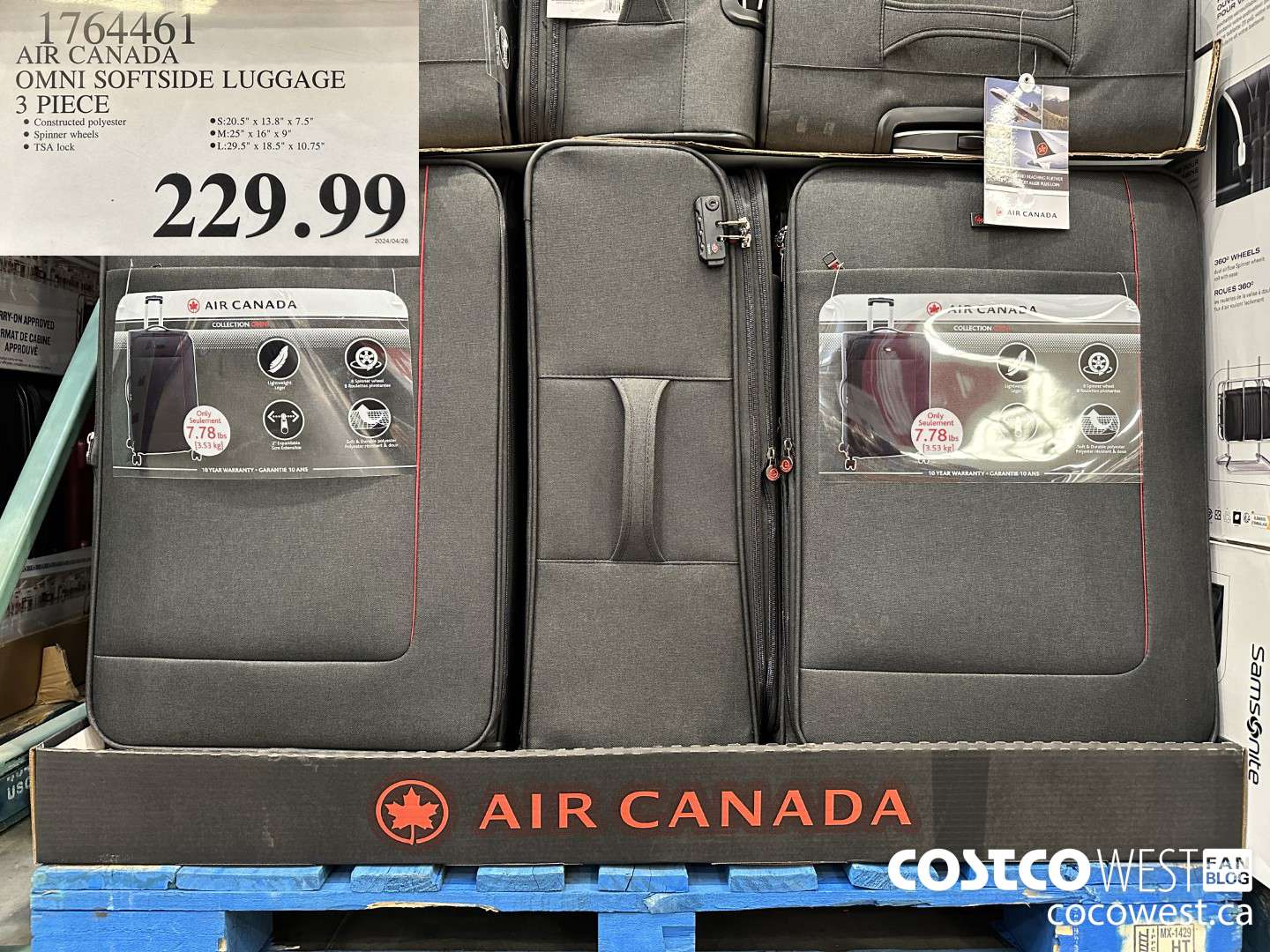 1764461 AIR CANADA OMNI SOFTSIDE LUGGAGE 3 PIECE $229.99