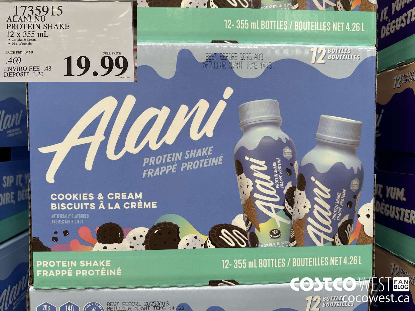 1735915 ALANI NU PROTEIN SHAKE 12 X 355ML $19.99