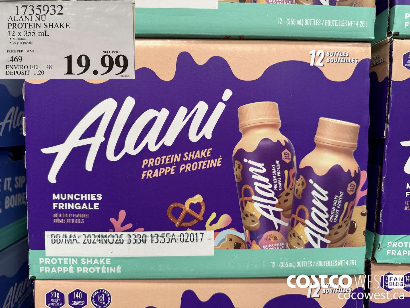 1735932 ALANI NU PROTEIN SHAKE 12 X 355ML $19.99