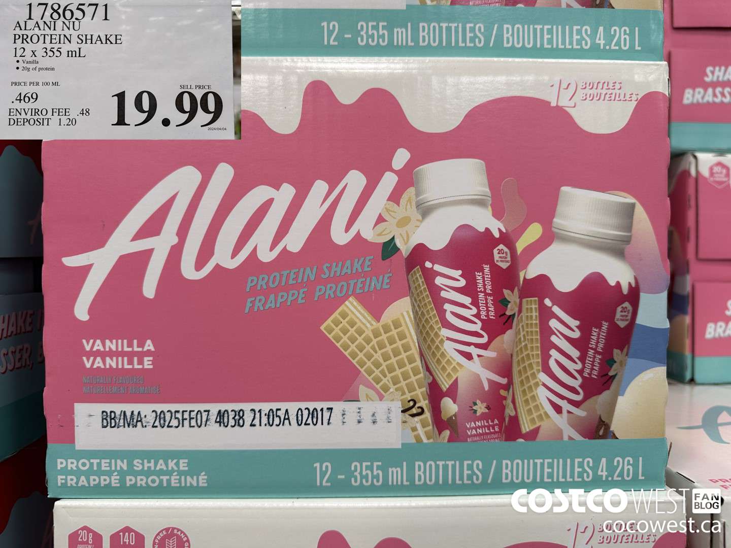 1786571 ALANI NU PROTEIN SHAKE 12 X 355 ML $19.99