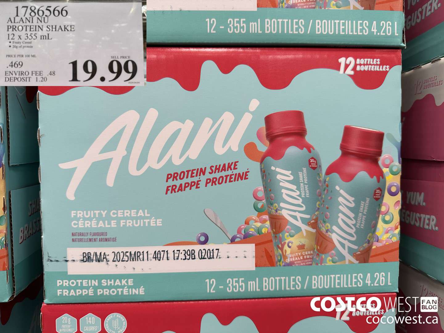 1786566 ALANI NU PROTEIN SHAKE 12 x 355 ML $19.99