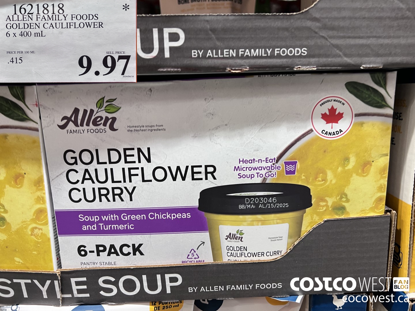 1621818 ALLEN FAMILY FOODS GOLDEN CAULIFLOWER 6 x 400 mL $9.97