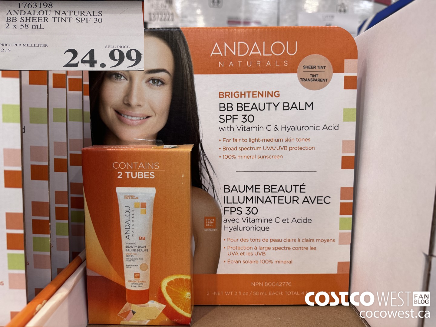 1763198 ANDALOU NATURALS BB SHEER TINT SPF 30 2 X 58 mL $24.99