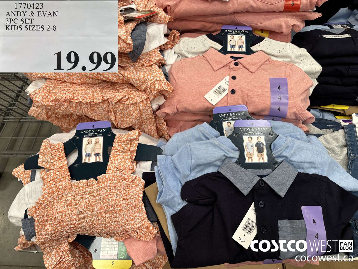 1770423 ANDY & EVAN 3PC SET KIDS SIZES 2-8 $19.99