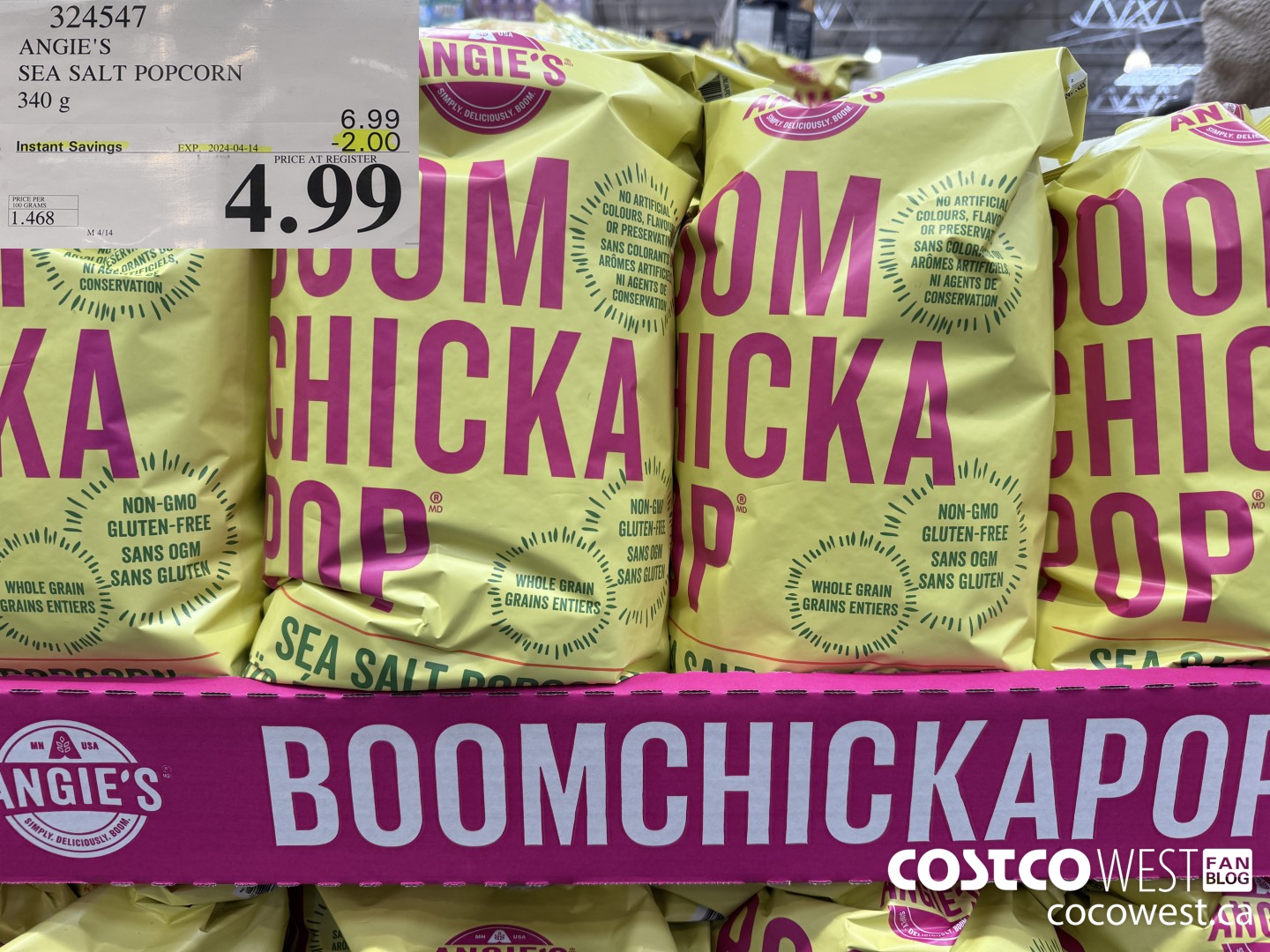 324547 ANGIE'S SEA SALT POPCORN 340 G ($2.00 INSTANT SAVINGS EXPIRES ON 2024-04-14) $4.99