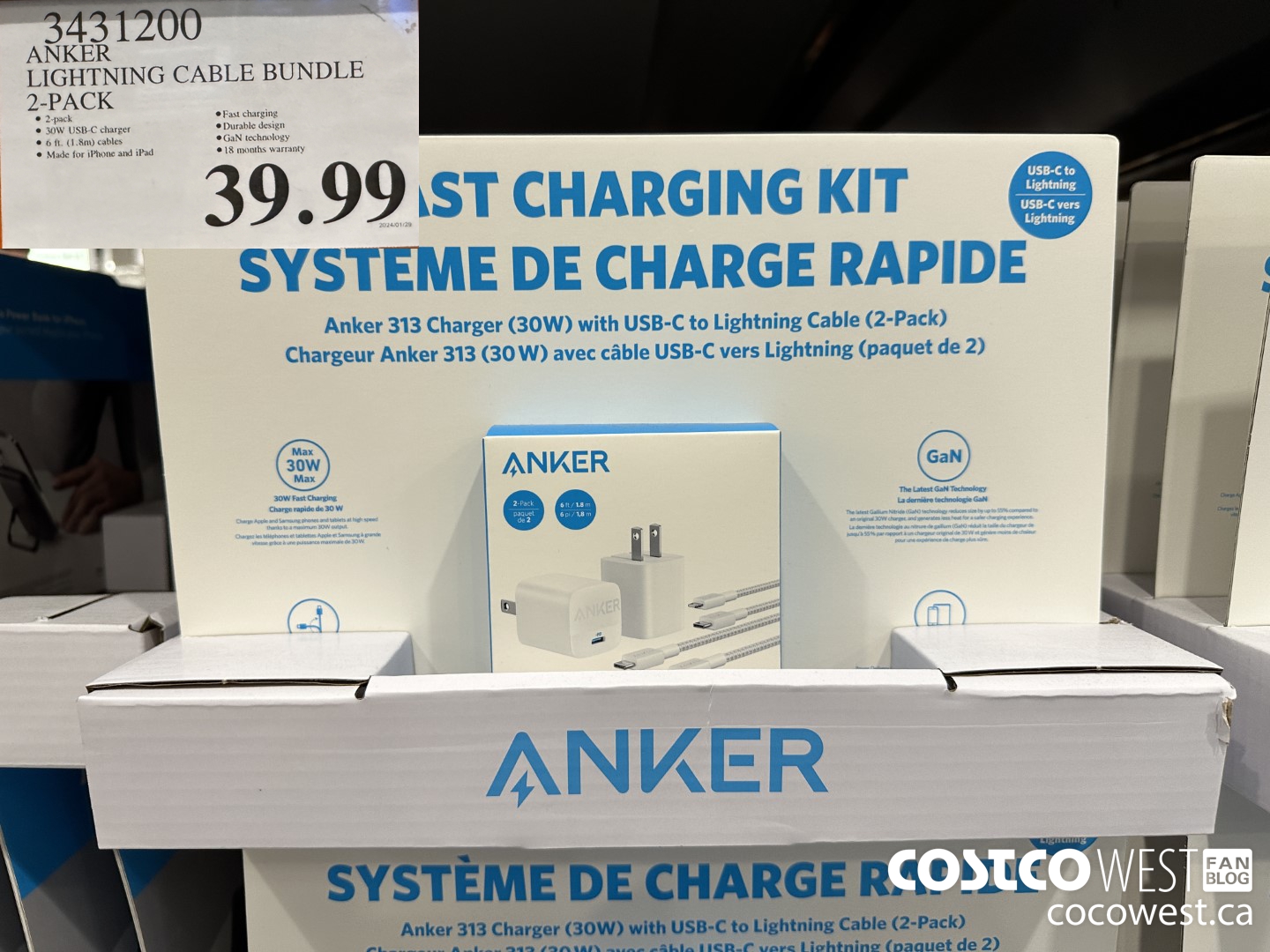 3431200 ANKER LIGHTNING CABLE BUNDLE 2-PACK $39.99