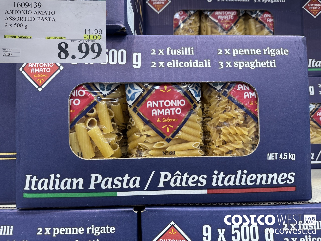 1609439 ANTONIO AMATO ASSORTED PASTA 9 X 500 G ($3.00 INSTANT SAVINGS EXPIRES ON 2024-04-07) $8.99
