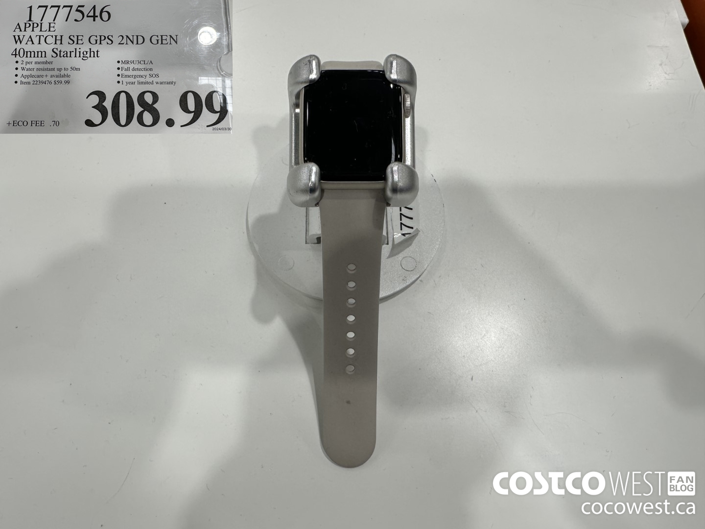 1777546 APPLEWATCH SE GPS 2ND GEN 40MM STARLIGHT $308.99