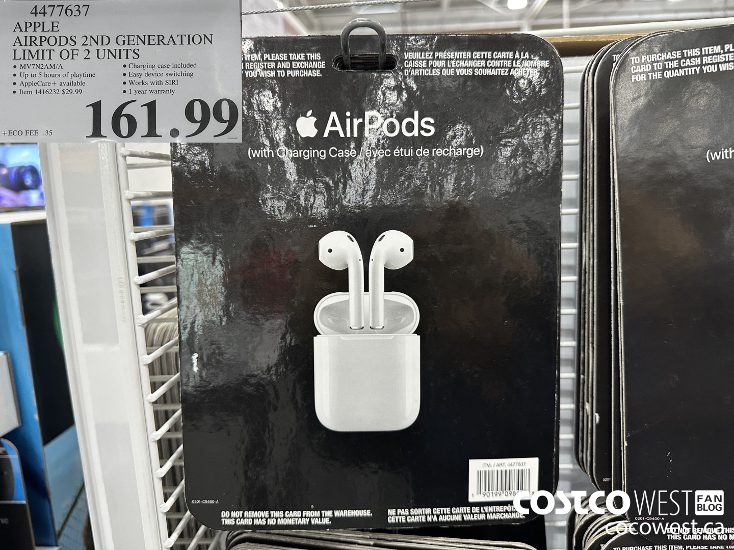 4477637 APPLE AIRPODS 2ND GENERATION $161.99