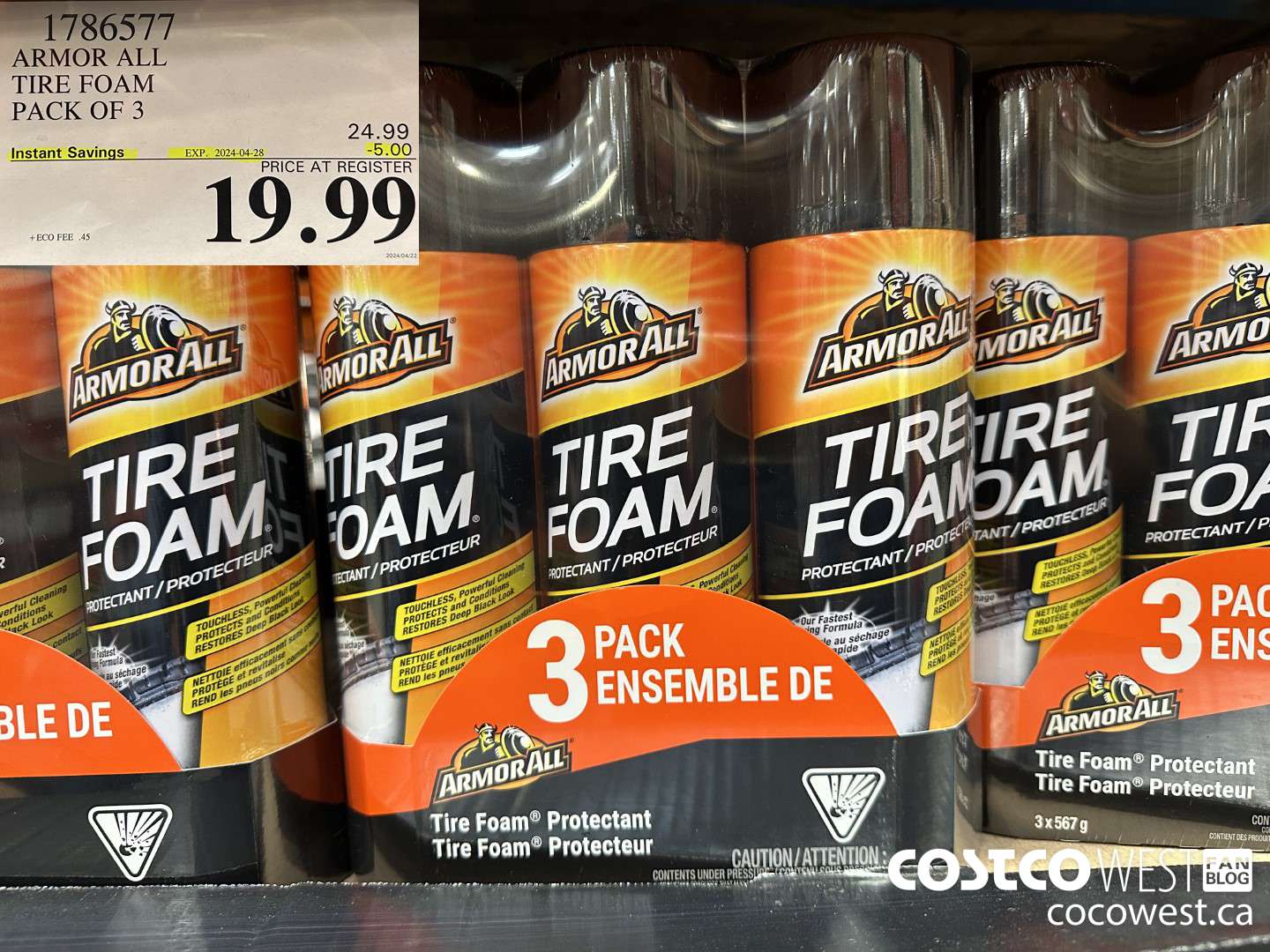 1786577 ARMOR ALL TIRE FOAM PACK OF 3 ($5.00 INSTANT SAVINGS EXPIRES ON 2024-04-08) $19.99