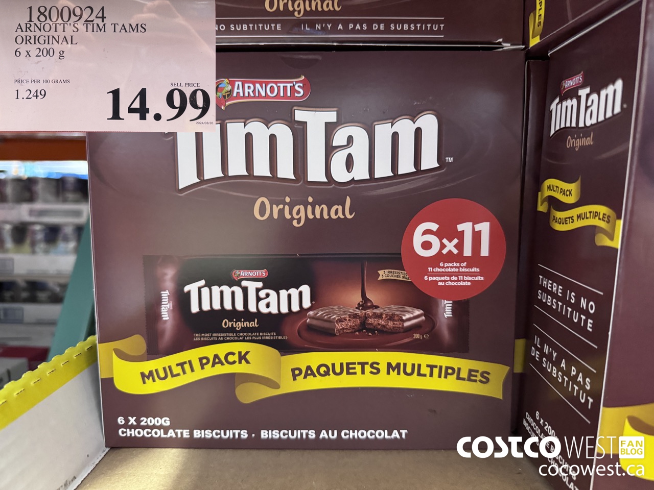 1800924 ARNOTT'S TIM TAMS ORIGINAL 6 X 200G $14.99
