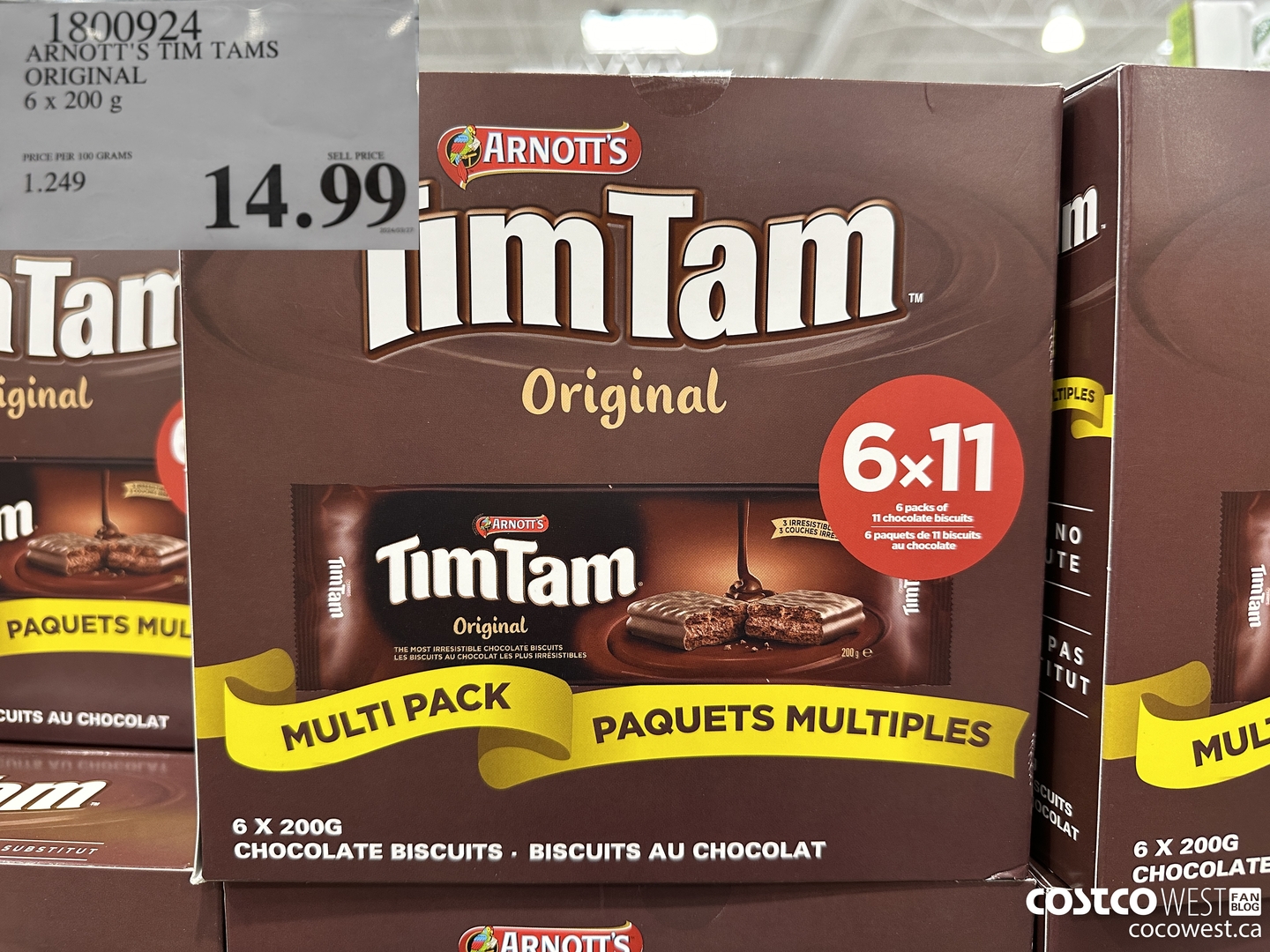 1800924 ARNOTT'S TIM TAMS ORIGINAL 6 X 200G $14.99