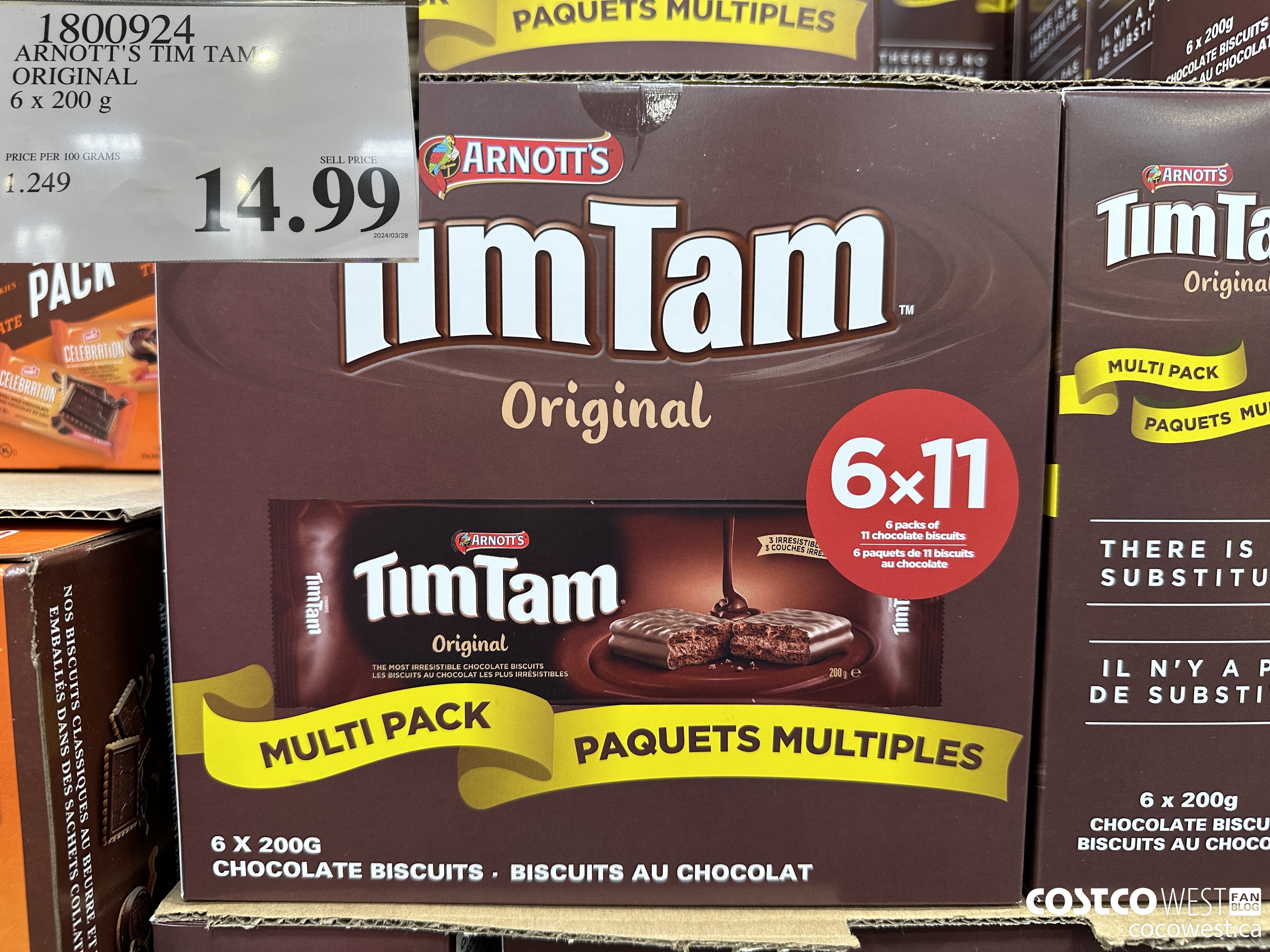 1800924 ARNOTT'S TIM TAMS ORIGINAL 6 X 200G $14.99