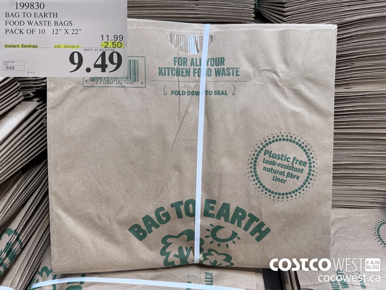 199830 BAG TO EARTH FOOD WASTE BAGS PACK OF 10 12