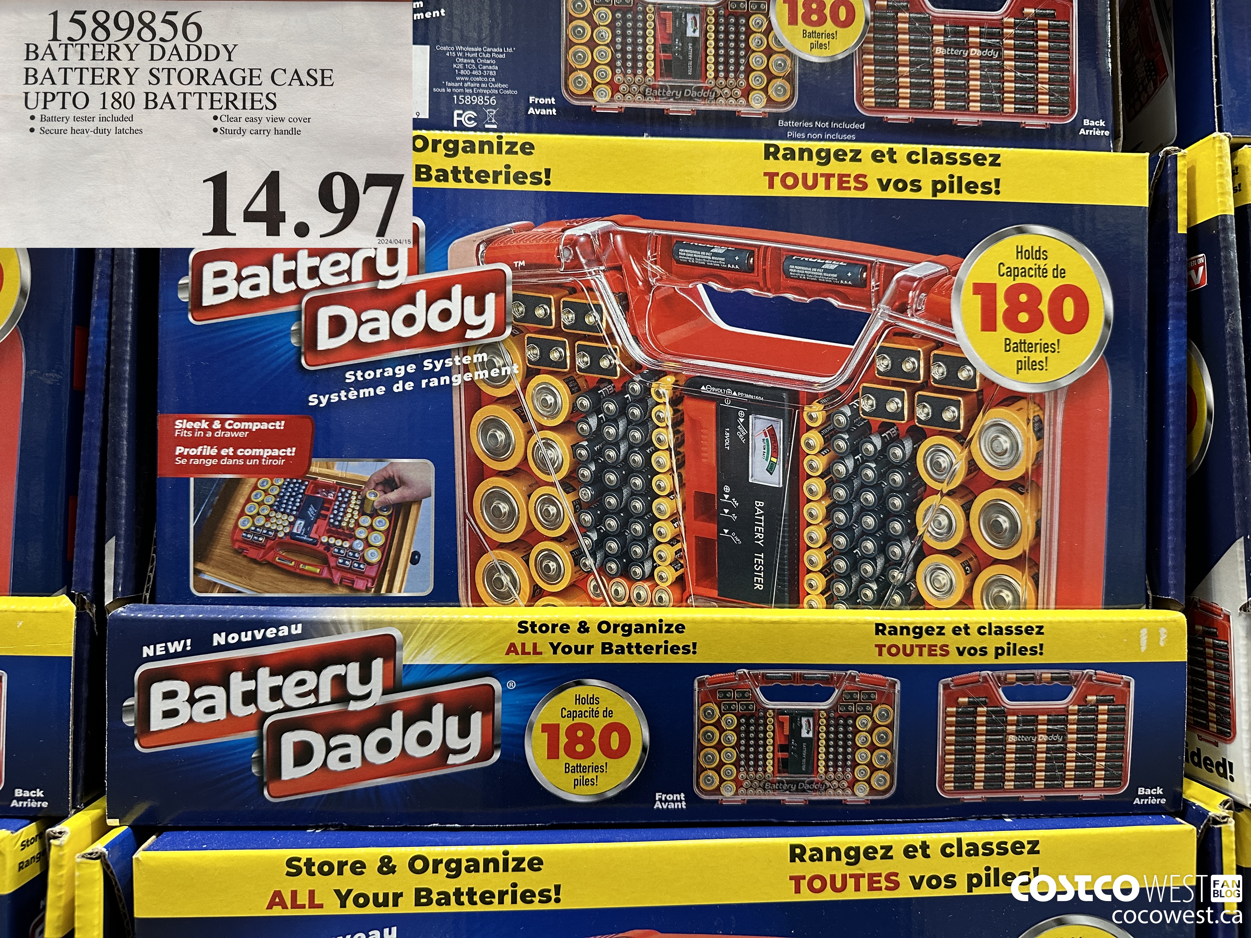 1589856 BATTERY DADDY BATTERY STORAGE CASE UP TO 180 BATTERIES $14.97