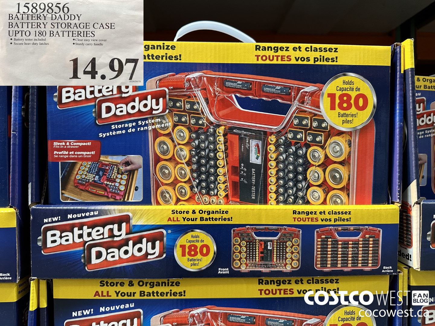 1589856 BATTERY DADDY BATTERY STORAGE CASE UP TO 180 BATTERIES $14.97