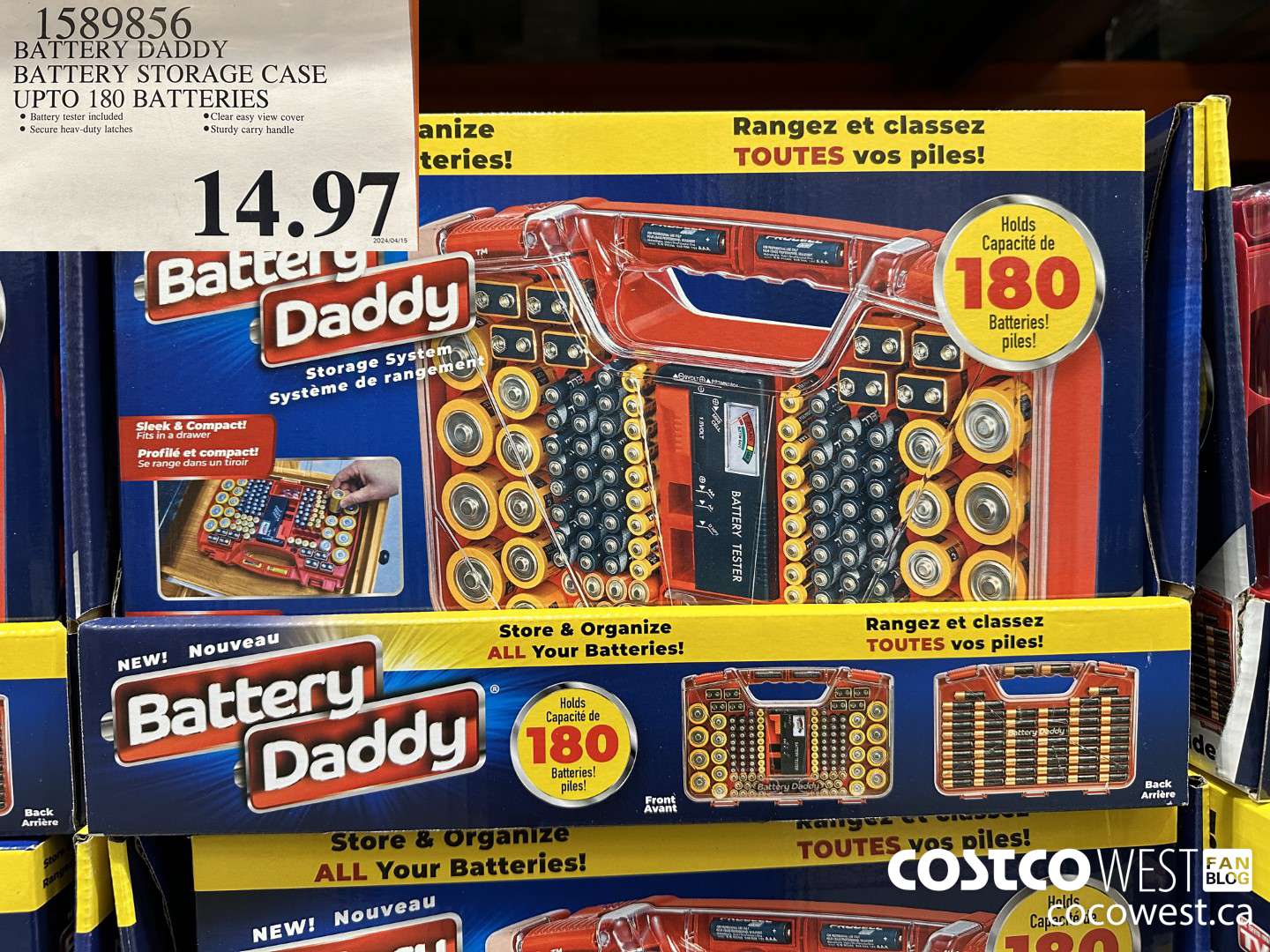 1589856 BATTERY DADDY BATTERY STORAGE CASE UP TO 180 BATTERIES $14.97