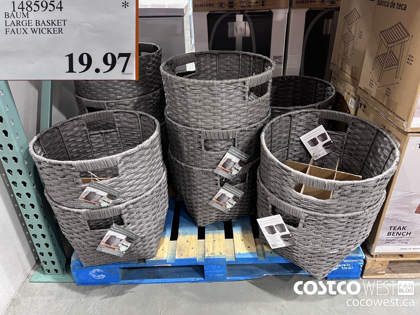 1485954 BAUM LARGE BASKET FAUX WICKER $19.97