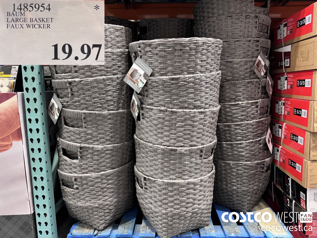 1485954 BAUM LARGE BASKET FAUX WICKER $19.97