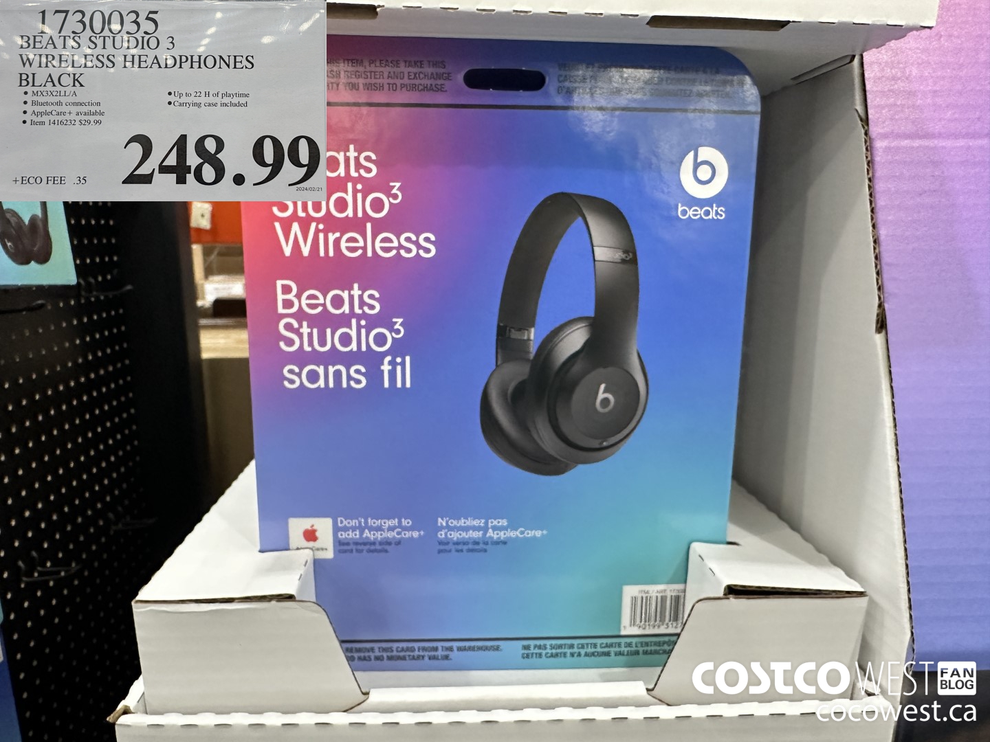 1730035 BEATS STUDIO 3 WIRELESS HEADPHONES BLACK $248.99
