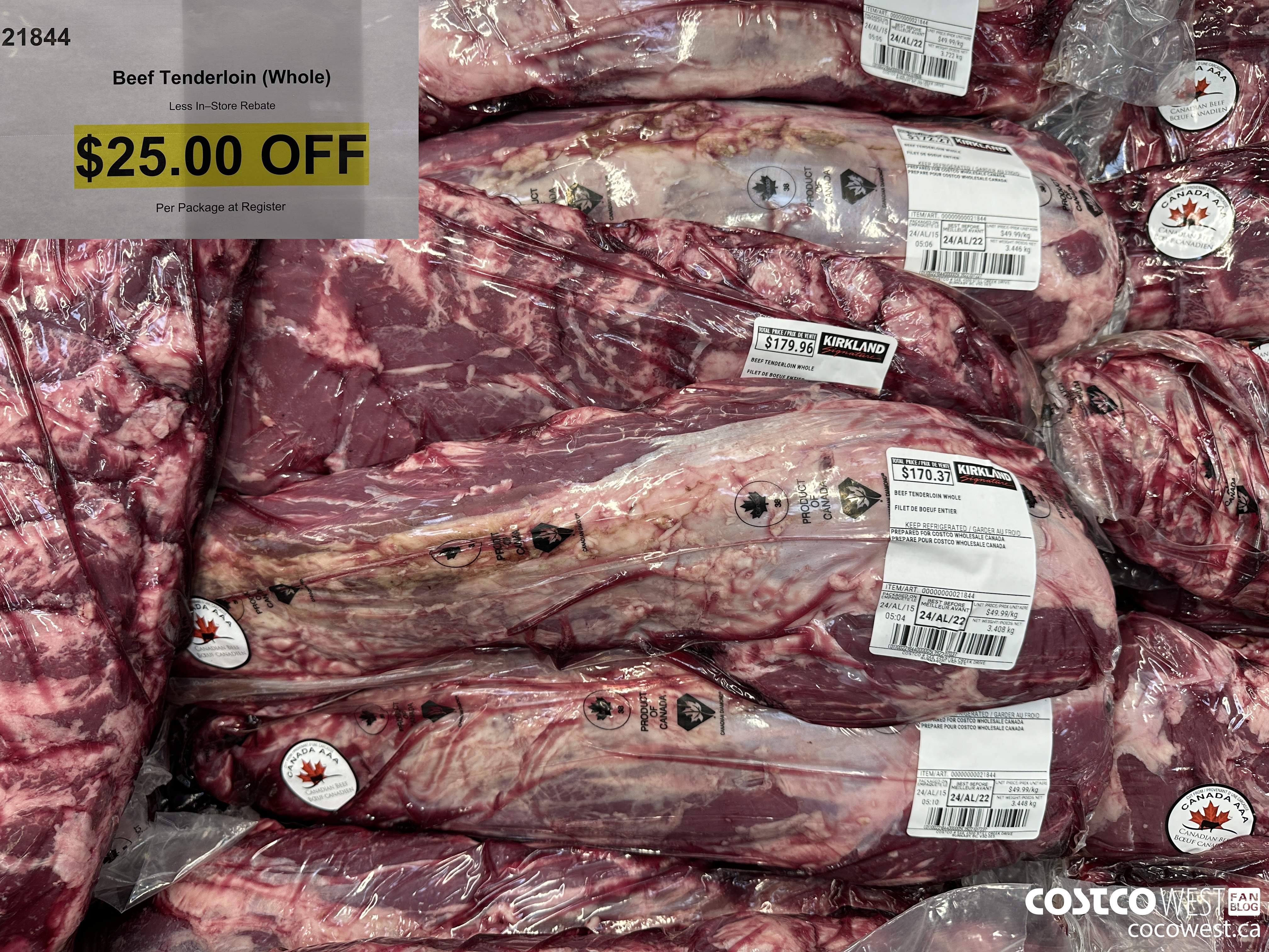 21844 BEEF TENDERLOIN WHOLE ($25.00 INSTANT SAVINGS)
