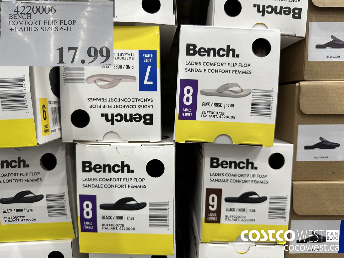 4220006 BENCH COMFORT FLIP FLOP LADIES SIZES 6-11 $17.99