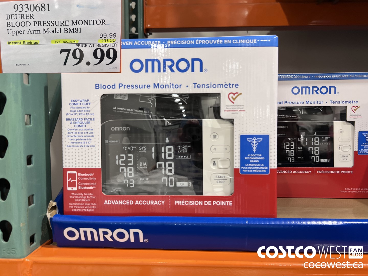 9330681 BEURER BLOOD PRESSURE MONITOR UPPER ARM MODEL BM81 ($20.00 INSTANT SAVINGS EXPIRES ON 2024-04-28) $79.99