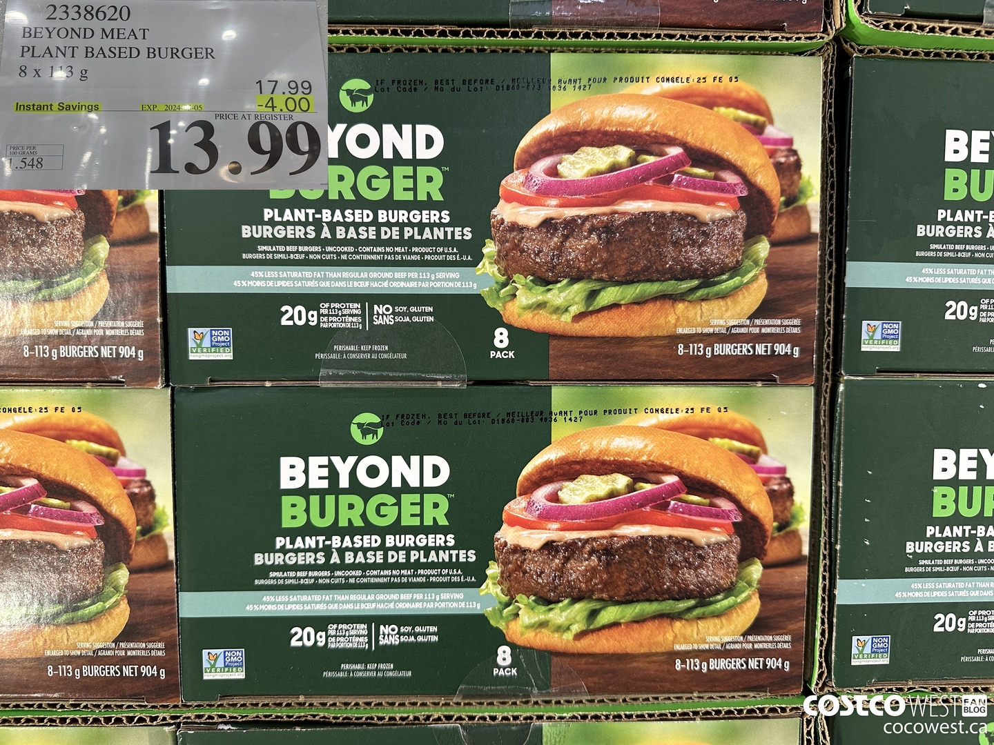 2338620 BEYOND MEAT PLANT BASED BURGER 8 x 113 g ($4.00 INSTANT SAVINGS EXPIRES ON 2024-05-05) $13.99
