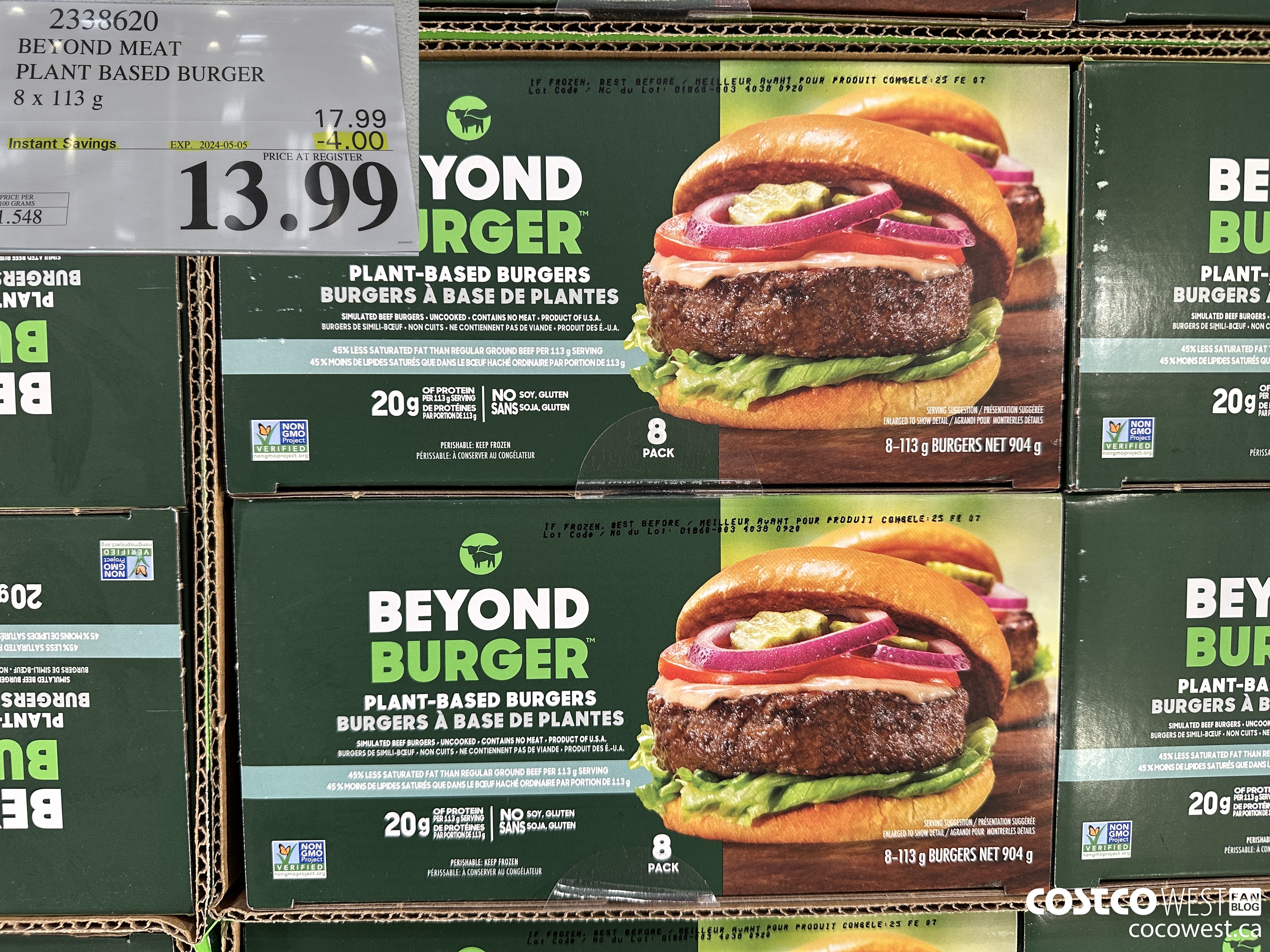 2338620 BEYOND MEAT PLANT BASED BURGER 8 x 113 g ($4.00 INSTANT SAVINGS EXPIRES ON 2024-05-05) $13.99