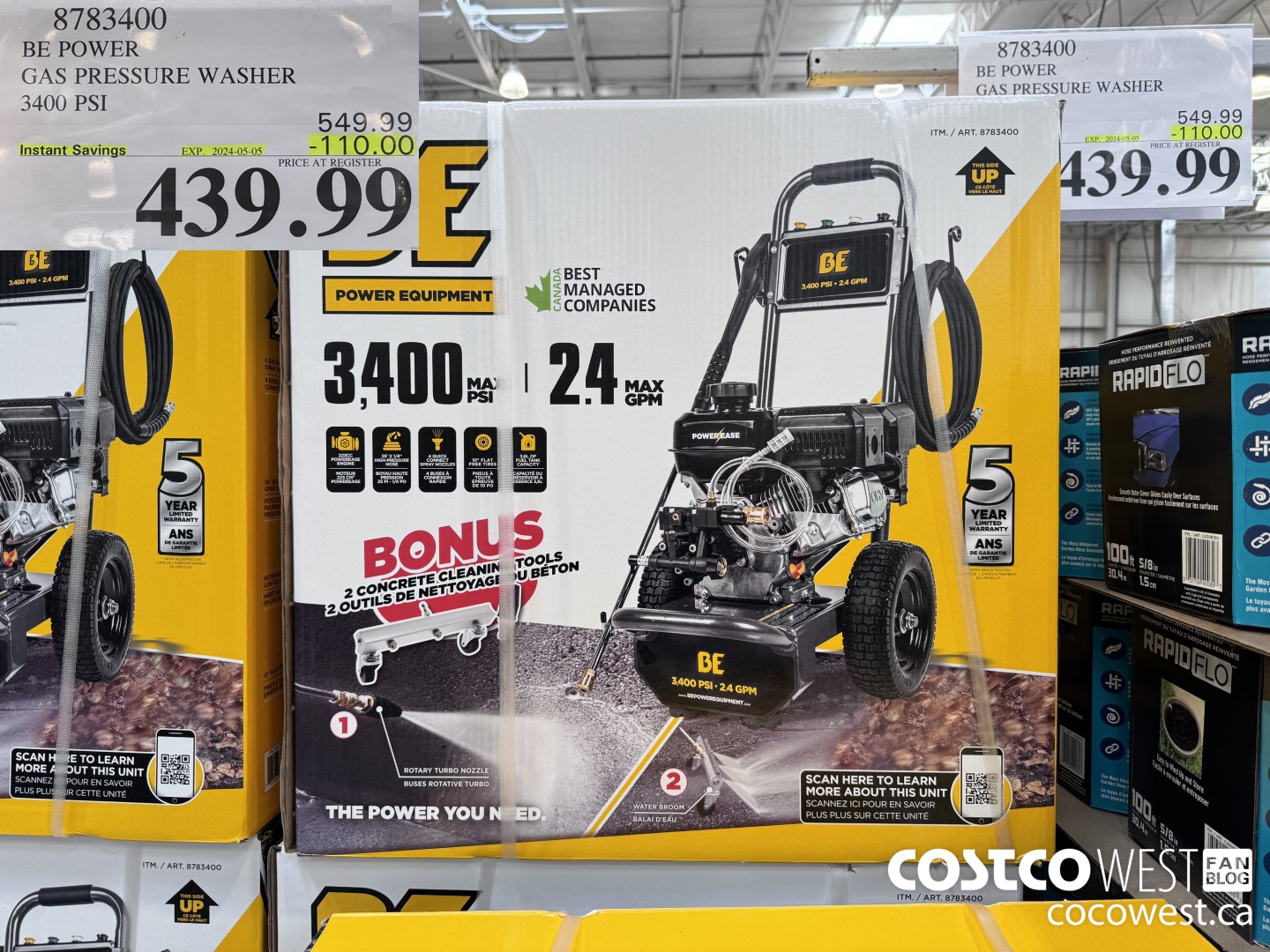 8783400 BE POWER PRESSURE WASHER 3400 PSI ($110.00 INSTANT SAVINGS EXPIRES ON 2024-05-05) $439.99