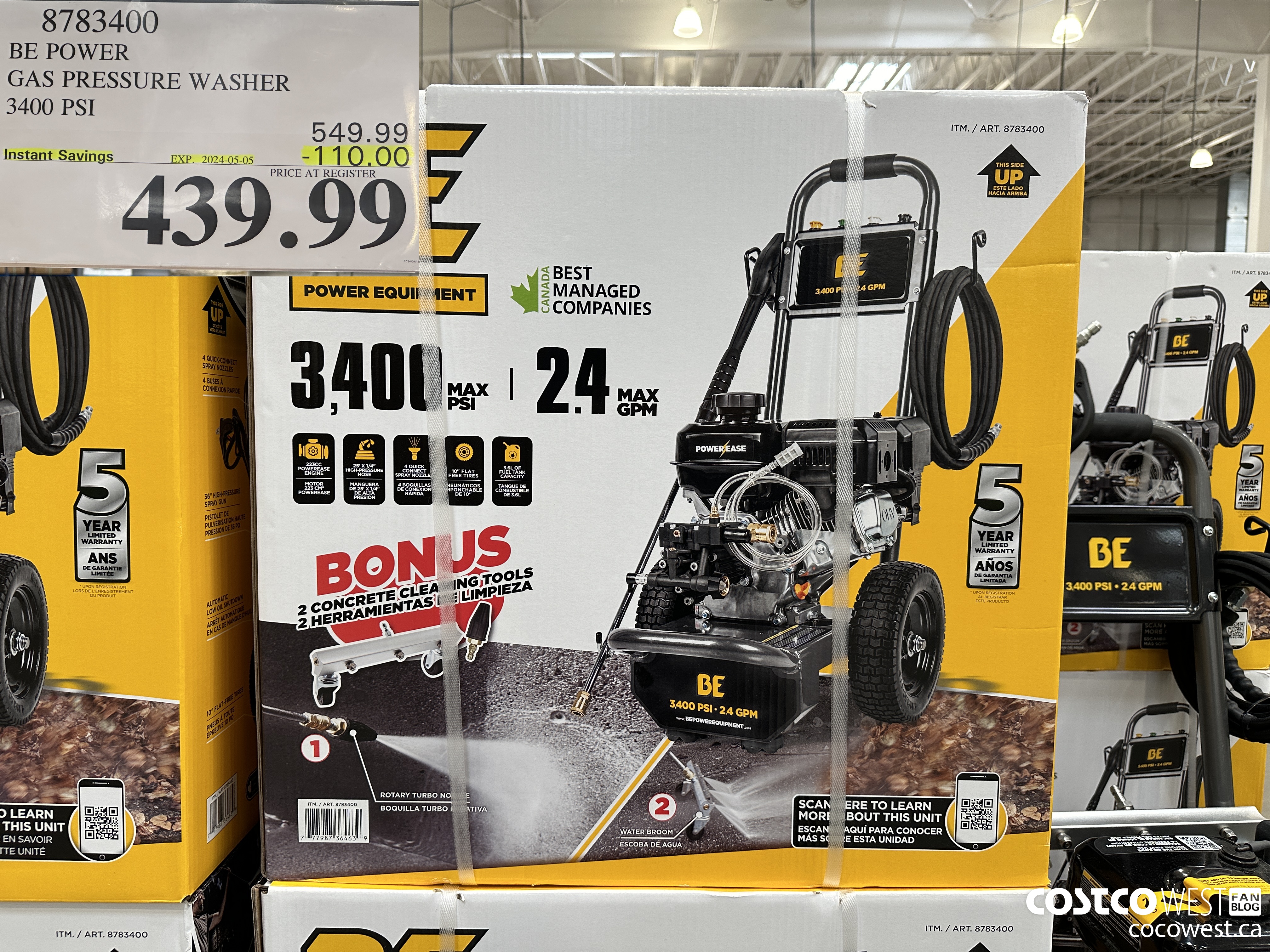 8783400 BE POWER PRESSURE WASHER 3400 PSI ($110.00 INSTANT SAVINGS EXPIRES ON 2024-05-05) $439.99