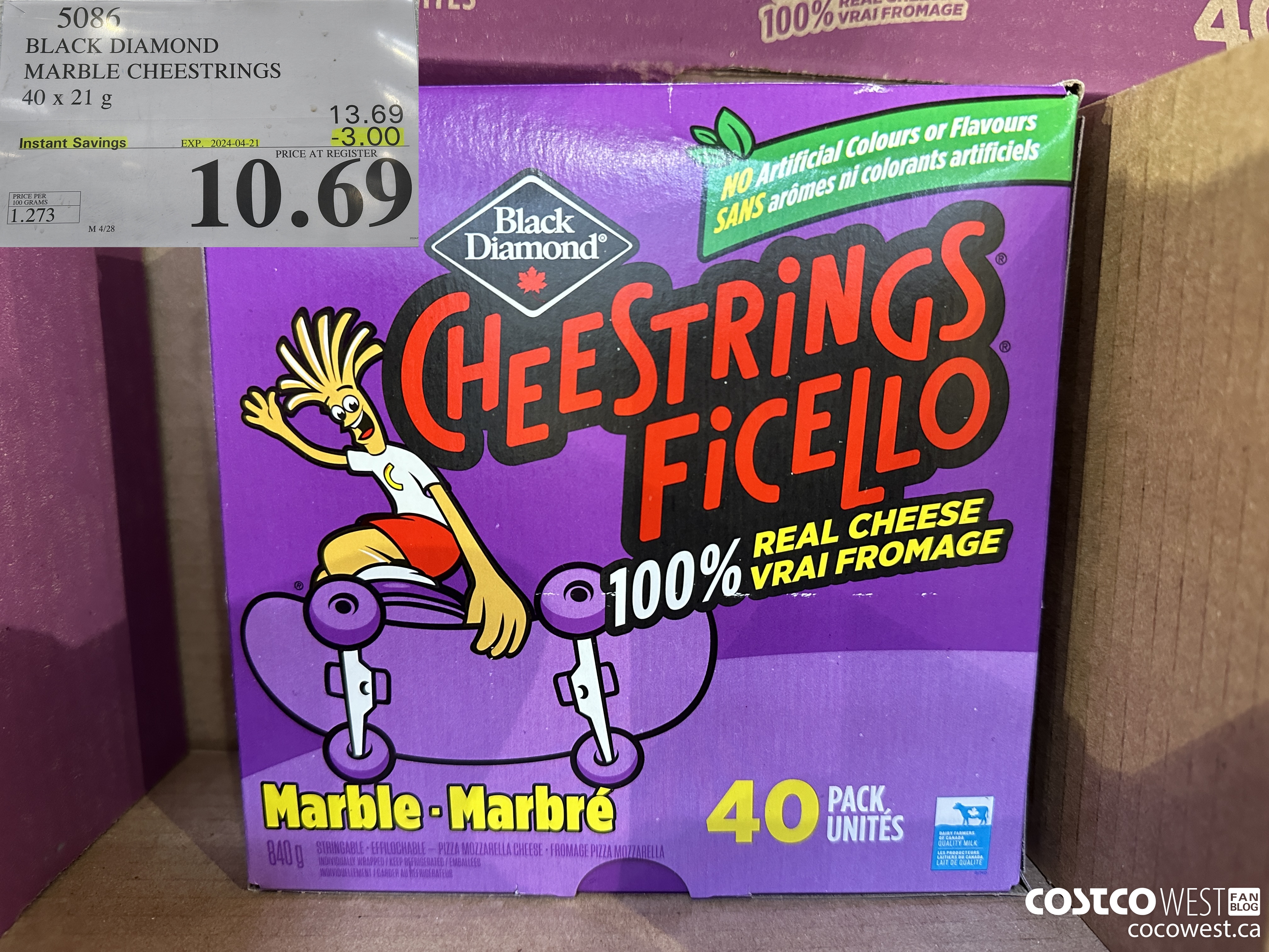 5086 BLACK DIAMOND MARBLE CHEESESTRINGS 40 x 21 g ($3.00 INSTANT SAVINGS EXPIRES ON 2024-04-21) $10.69