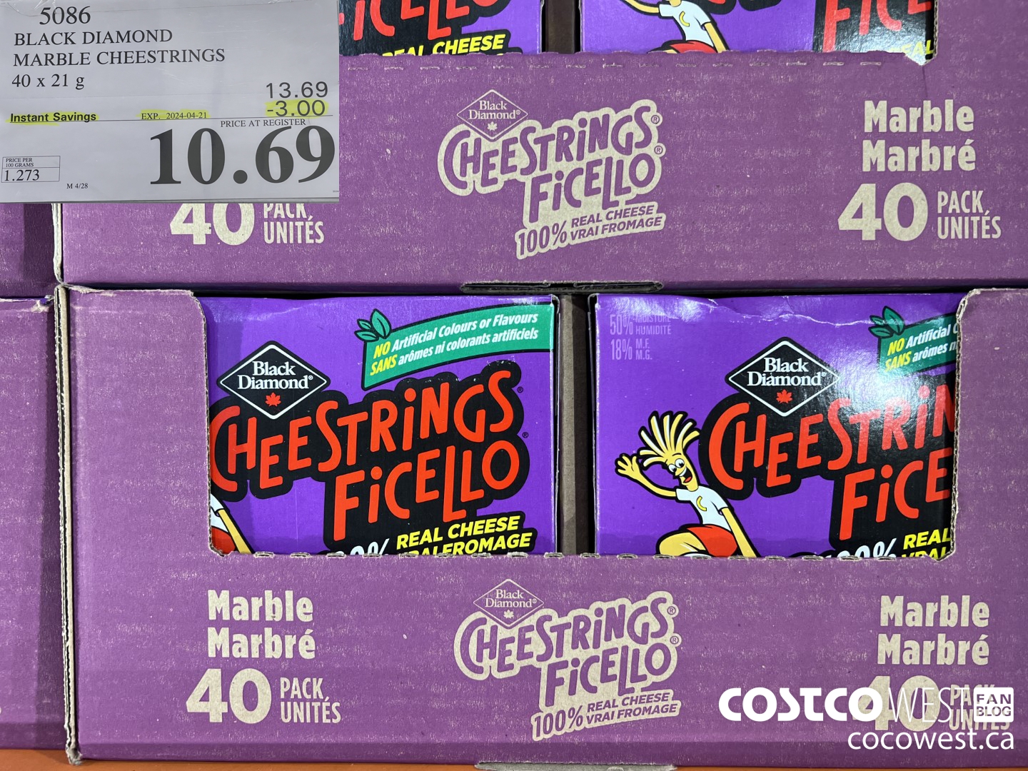 5086 BLACK DIAMOND MARBLE CHEESESTRINGS 40 x 21 g ($3.00 INSTANT SAVINGS EXPIRES ON 2024-04-21) $10.69