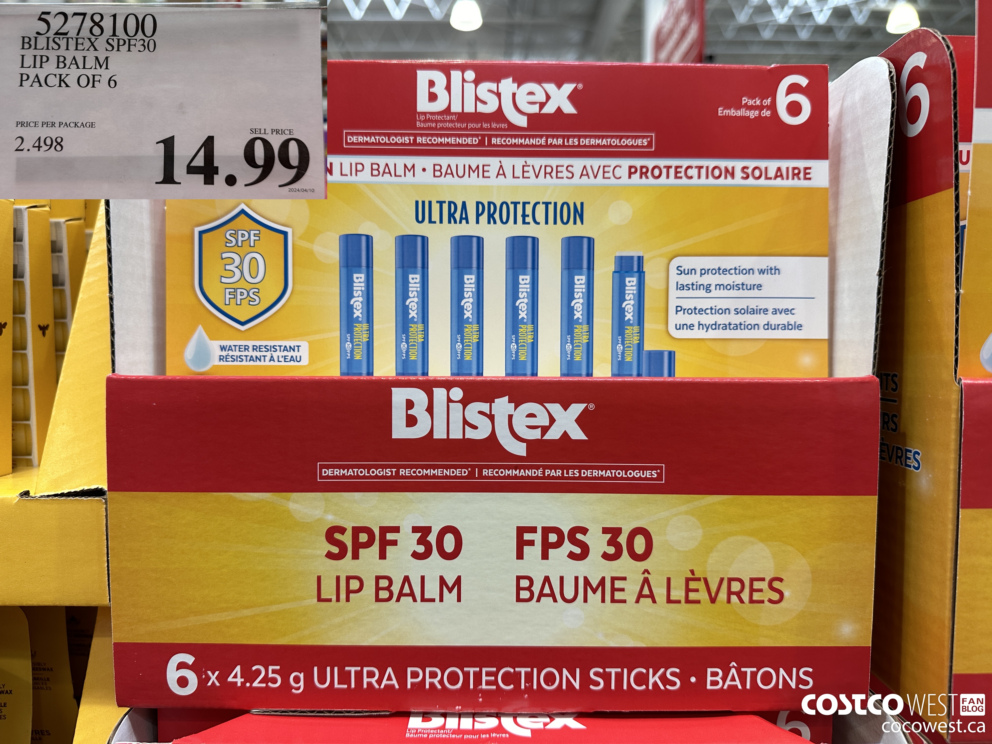 5278100 BLISTEX SPF30 LIP BALM PACK OF 6 $14.99