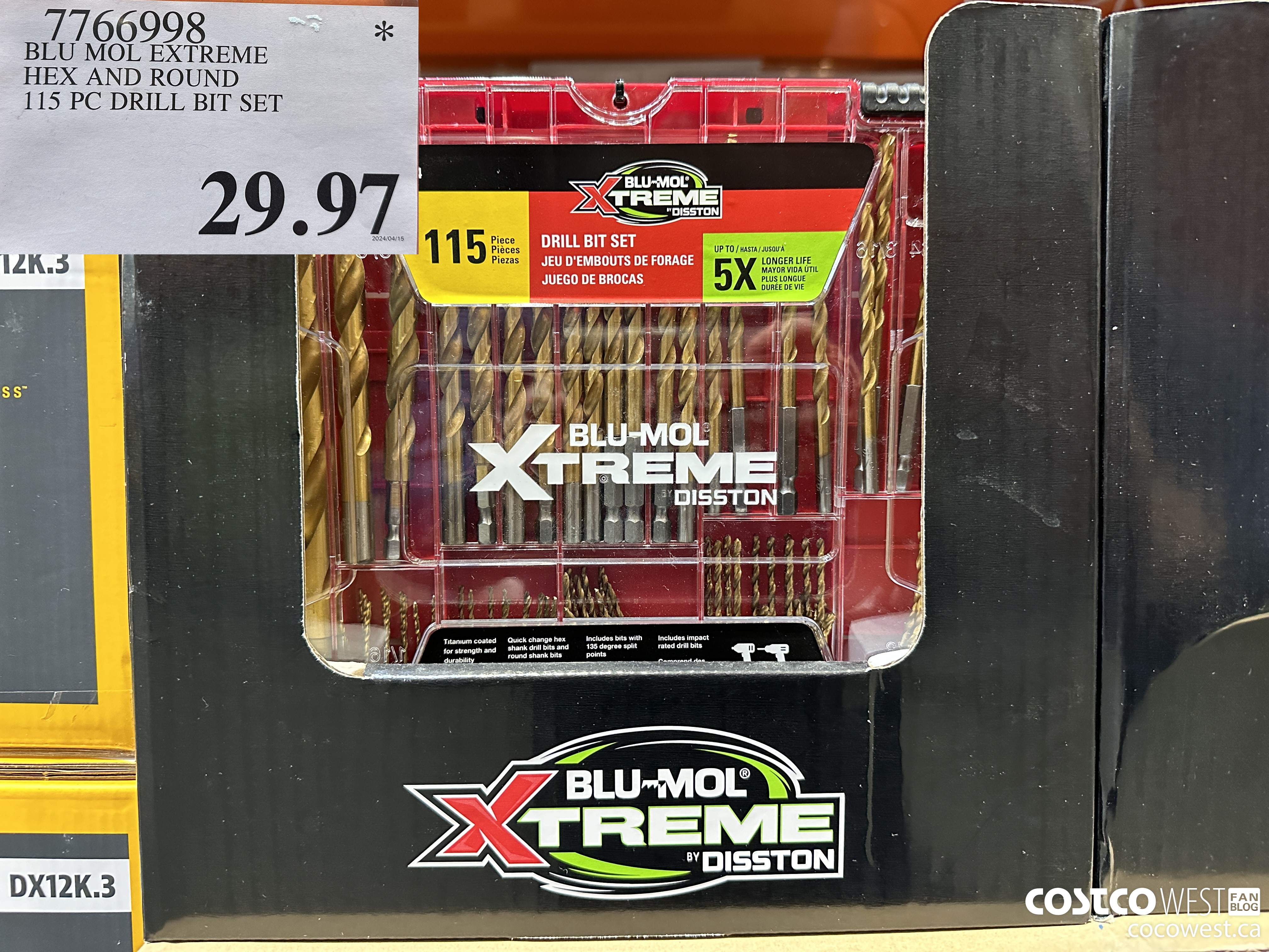 7766998 BLU MOL EXTREME HEX AND ROUND 115 PC DRILL BIT SET $29.97