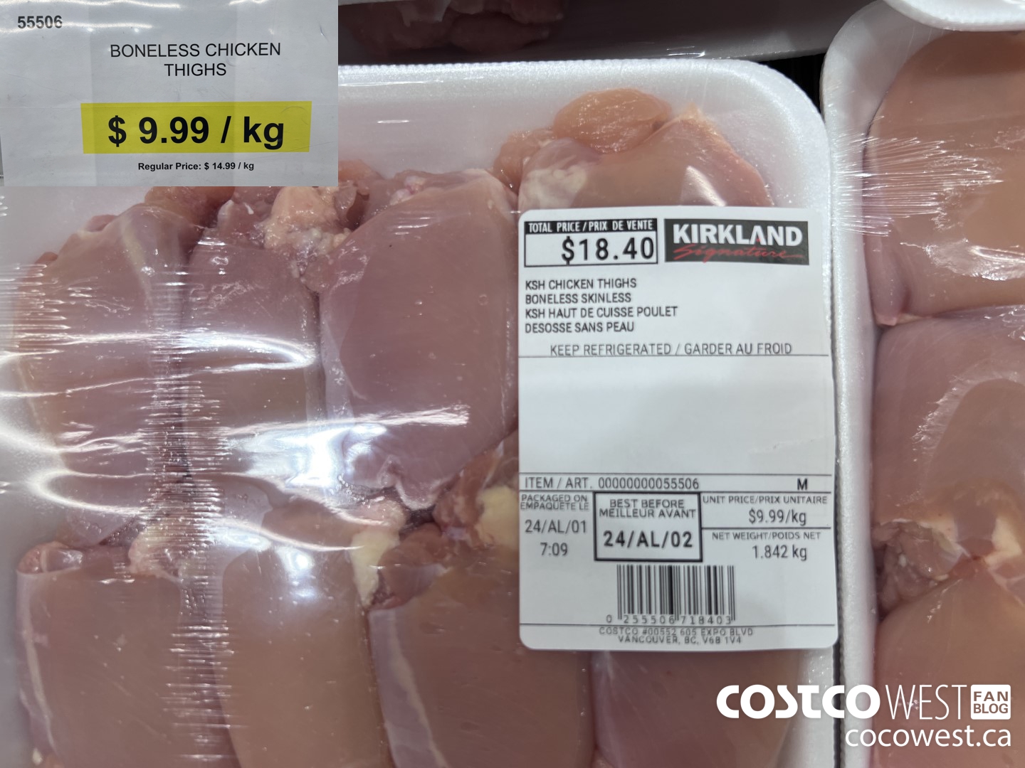 55506 BONELESS CHICKEN THIGHS $9.99