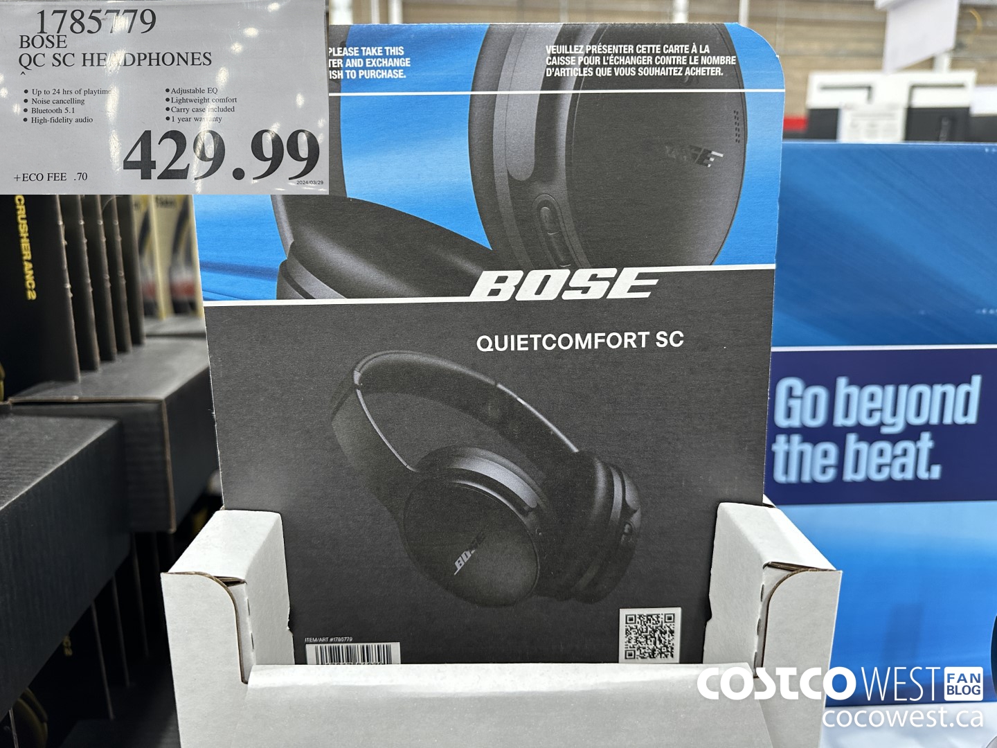1785779 BOSE QC SC HEADPHONES $429.99