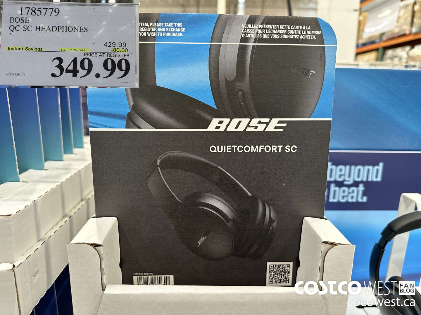 1785779 BOSE QC SC HEADPHONES ($80.00 INSTANT SAVINGS EXPIRES ON 2024-05-16) $349.99