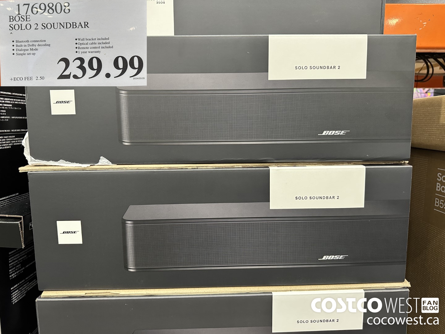 1769808 BOSE SOLO 2 SOUNDBAR $239.99