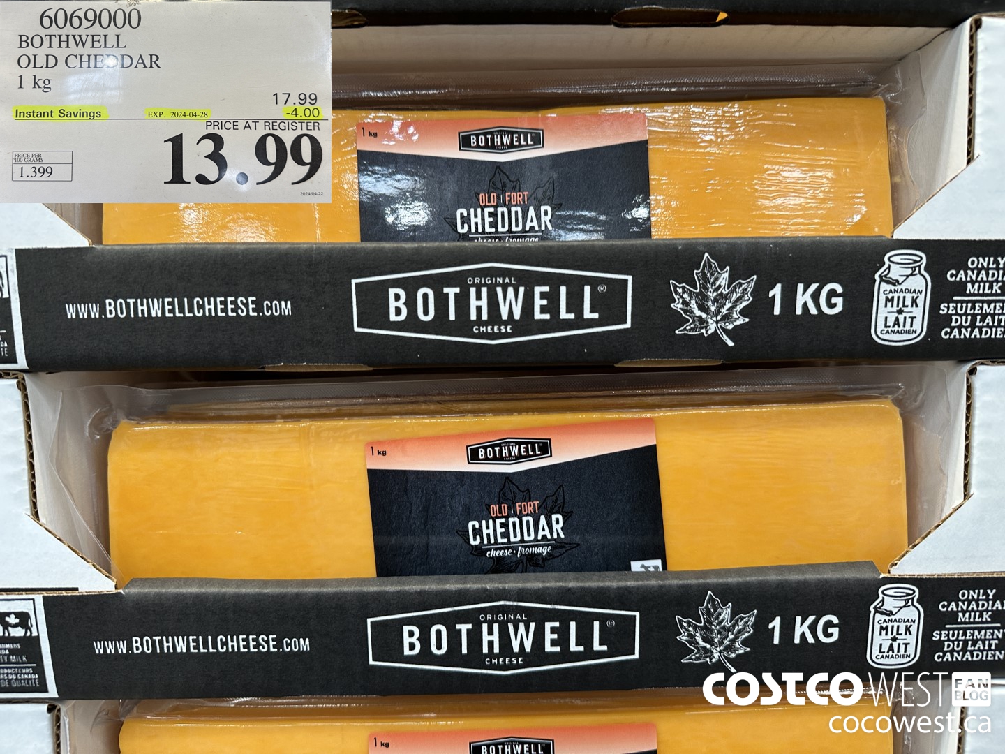 6069000 BOTHWELL OLD CHEDDAR 1 KG 2024-28 ($4.00 INSTANT SAVINGS) $13.99